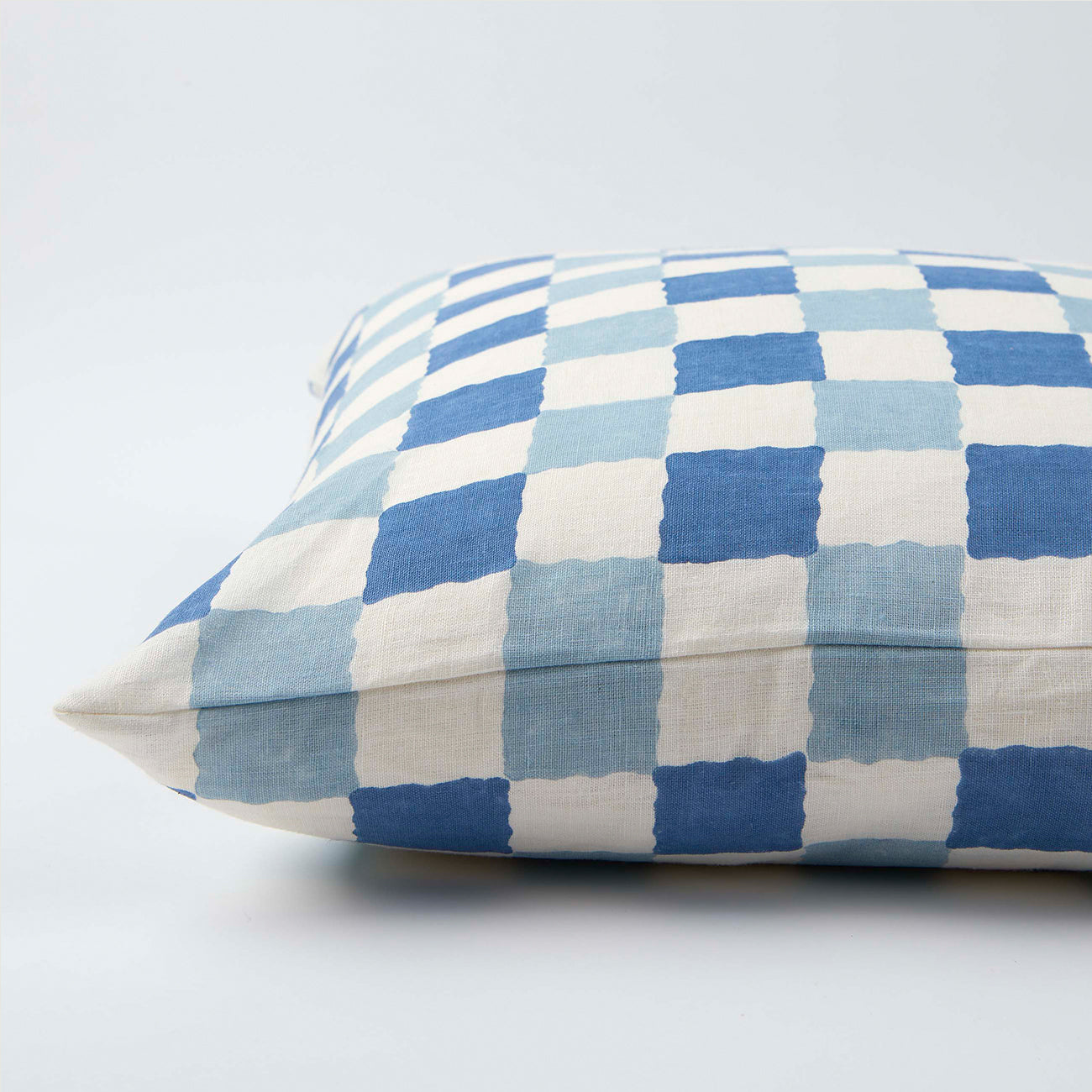 Blue Checkered Cushion Cover 65x65 cm - Soft & Stylish Home Decor for Sofa, Bed, or Chair