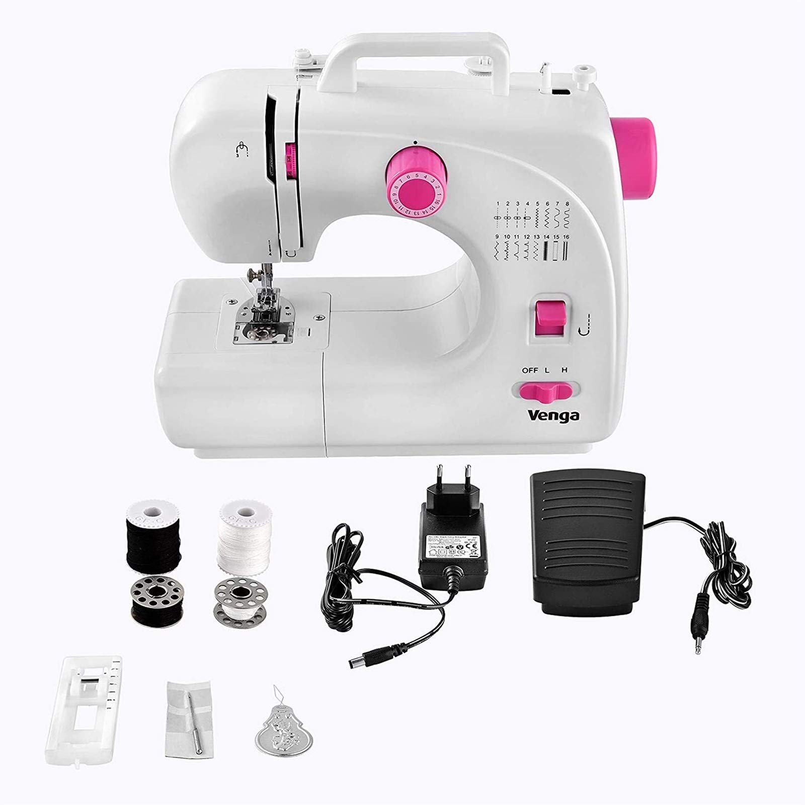 LIUPENGWEI Heavy Duty Sewing Machine - 16 Stitches, 2 Speed, Automatic Needle Threader, Free Arm & LED Light | Perfect for Beginners, Home Use & Embroidery Projects | Ideal for Quilting, Clothing Repair & DIY Crafts