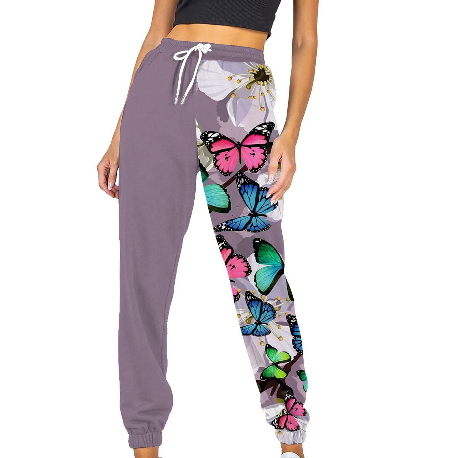 Women's High Waist Sweatpants - Athletic Joggers with Drawstring Waist & Pockets | Soft Lounge Pants for Yoga, Running & Casual Wear | Loose Fit Comfortable Printed Yoga Pants for Women