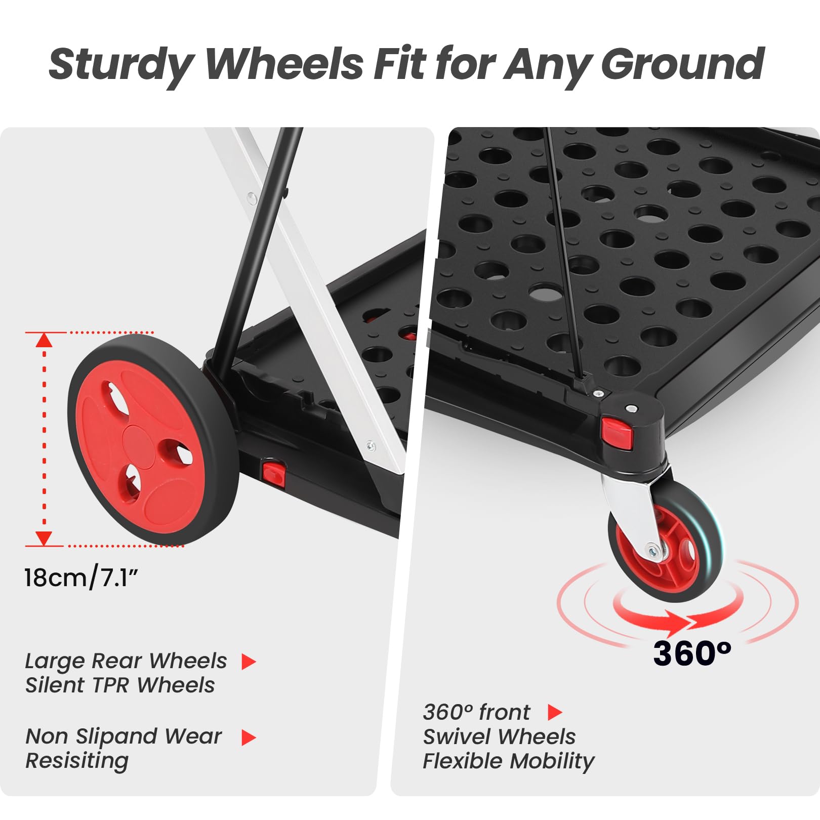 Foldable Utility Cart with Storage Basket - Portable Collapsible Shopping Trolley for Groceries, Laundry, Picnics & Home Organization - Heavy Duty Multi-Purpose Folding Hand Truck for Indoor & Outdoor Use
