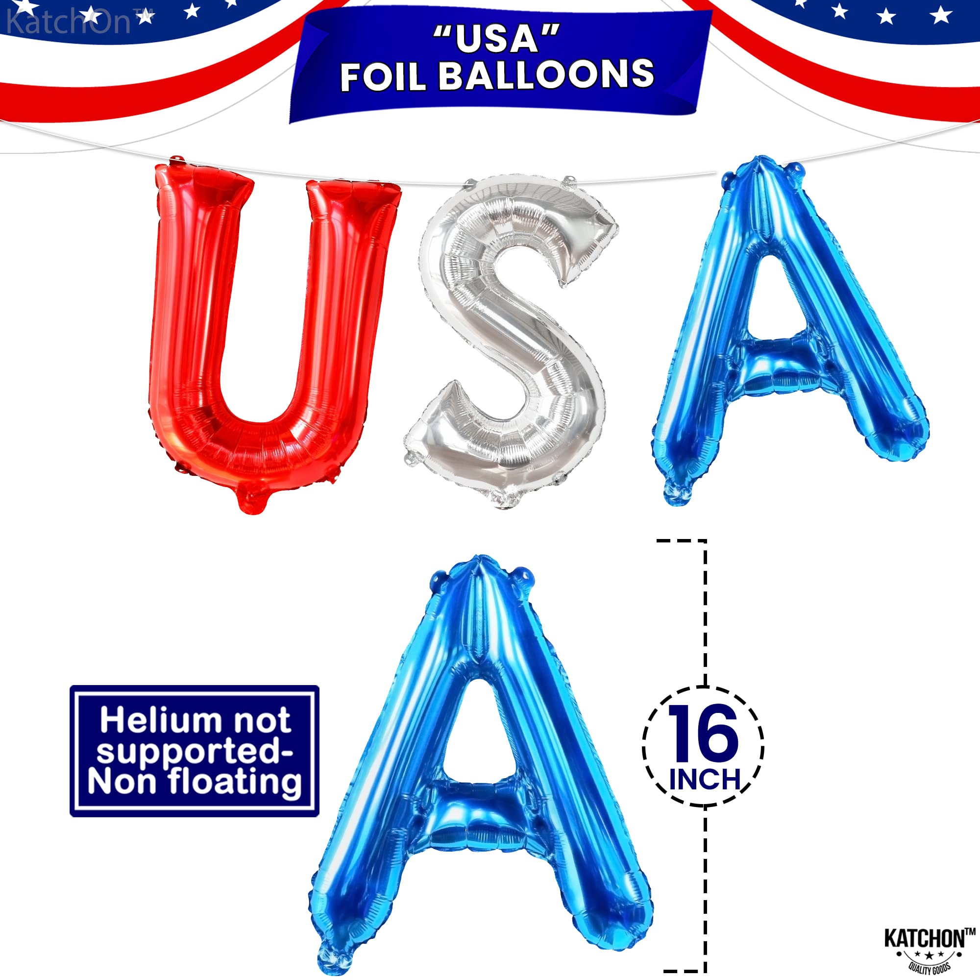KatchOn 26 Inch Large Patriotic Balloons - Pack of 8 | American Flag Balloons for 4th of July Decorations | USA Independence Day Party Supplies | Perfect for Backyard BBQs, Parades & Patriotic Celebrations