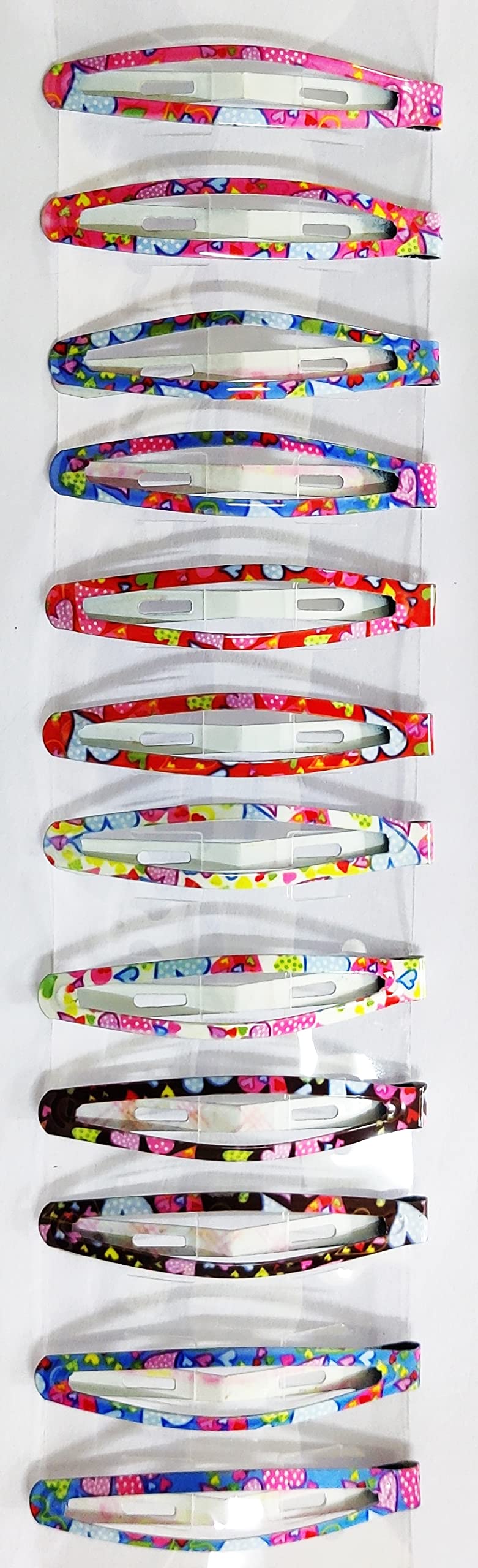 Ghelonadi Women's Metal Oval Tik Tak Hair Clips - Printed Design Barrettes for Girls (6 Pairs, Multi-Color) | Hair Styling Pins for School, Work & Special Occasions