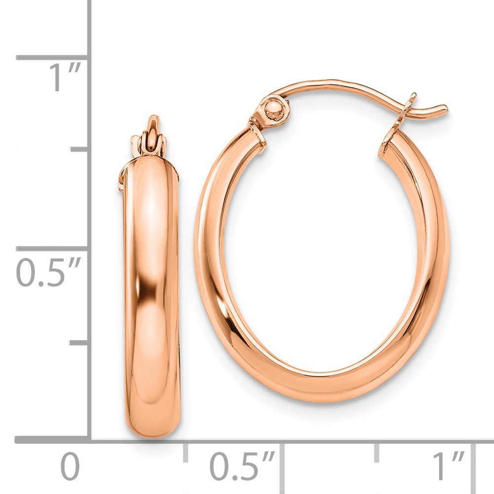 14K Rose Gold Oval Tube Hoop Earrings - 22mm x 3mm Dainty Minimalist Jewelry for Women, Perfect for Everyday Wear, Date Night & Special Occasions
