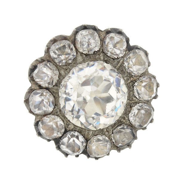 Victorian Sterling Silver & 14K Gold French Paste Cluster Clip-On Earrings - Vintage Jewelry for Weddings, Parties & Special Occasions