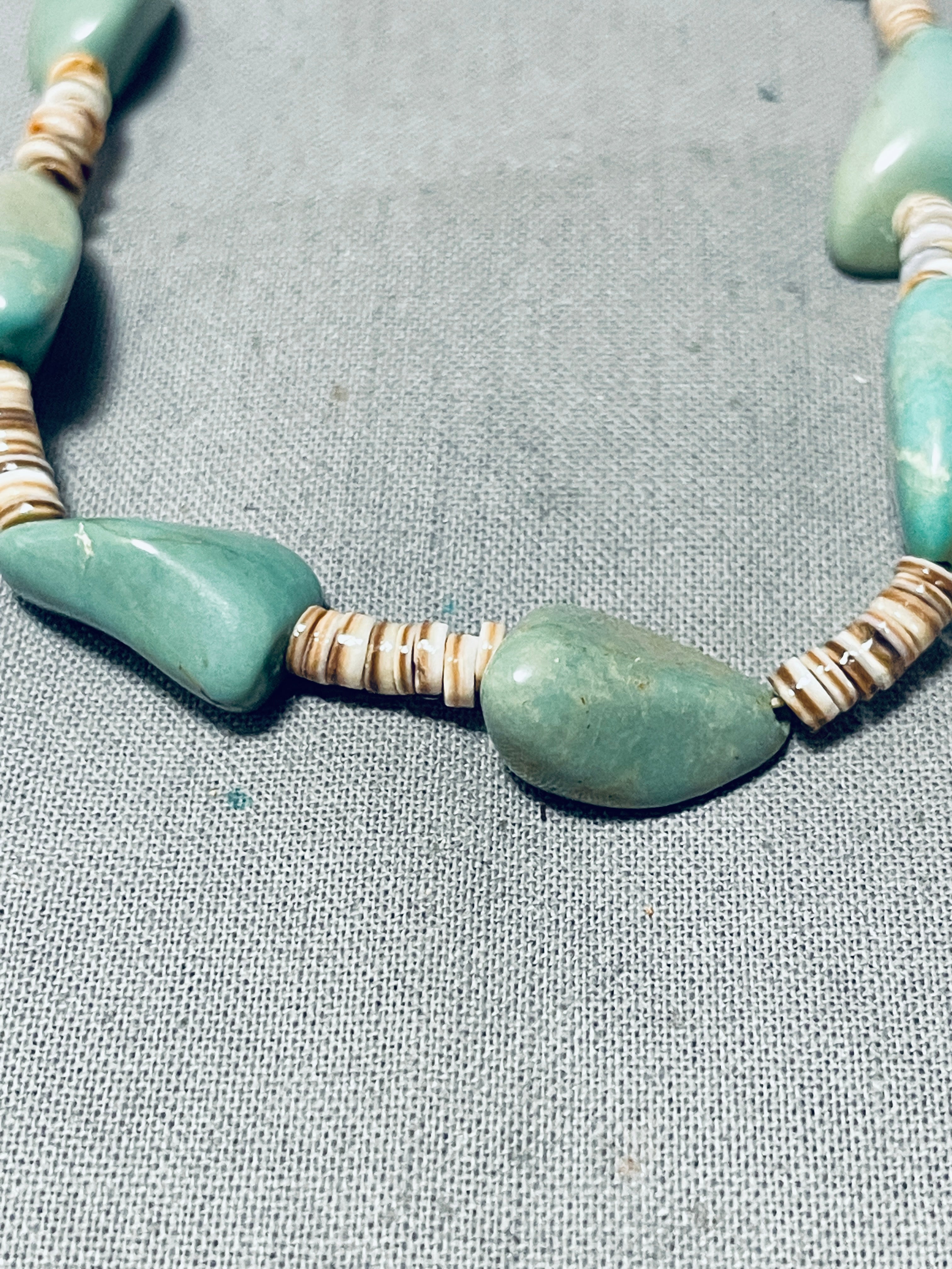 Authentic Native American Navajo Chunky Royston Turquoise Heishi Beaded Necklace - Handmade Southwest Jewelry for Women, Boho Chic Accessories, Perfect for Festivals & Spiritual Ceremonies