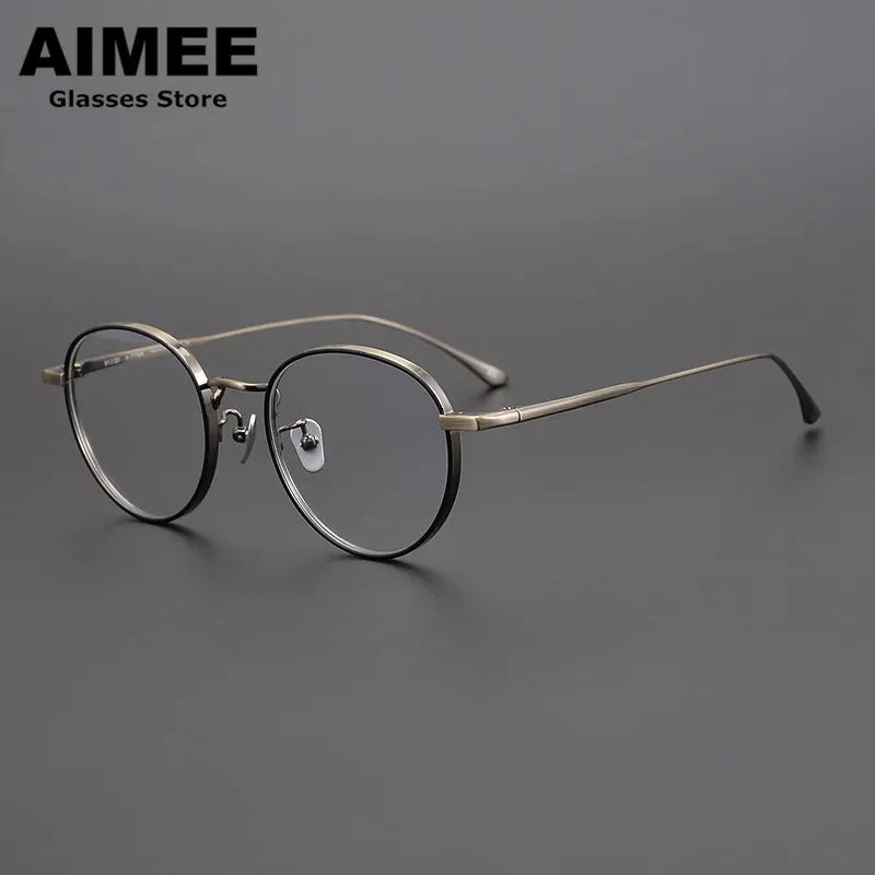 Aimee Unisex Full Rim Round Titanium Eyeglasses 7845 - Lightweight & Durable Frame for Men & Women - Perfect for Reading, Work & Everyday Use