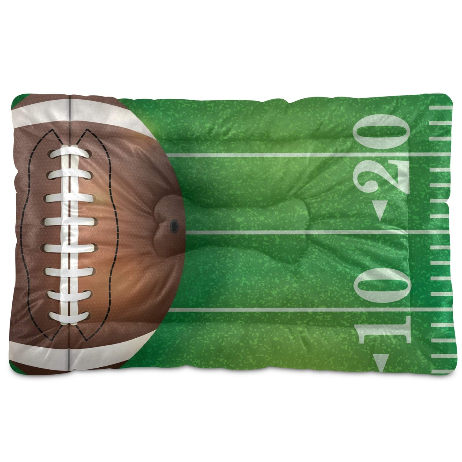 American Football Dog Cat Bed - Rectangle Comfortable Pet Bed for Small Medium Large Dogs - Ultra Soft Calming Pet Mat 36x24in - Perfect for Home, Office & Travel Use