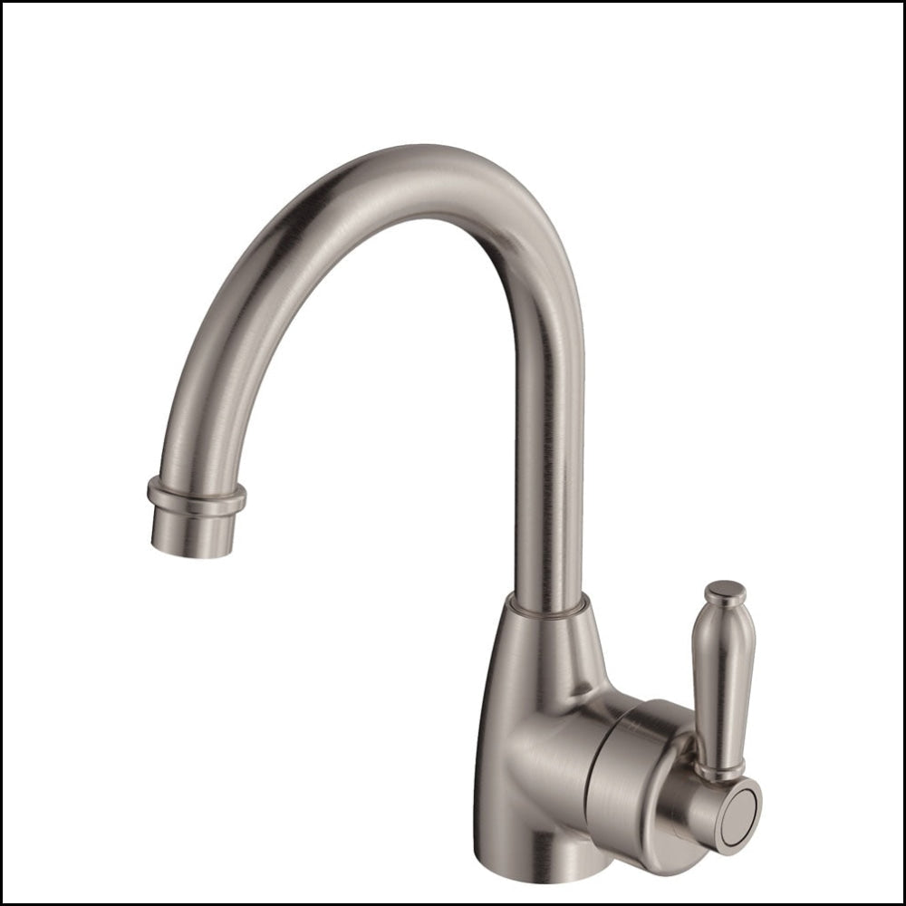 Fienza Eleanor 202104BN Brushed Nickel Gooseneck Kitchen Faucet with Handle - Modern Pull-Down Sprayer for Sink, Perfect for Home, Restaurant, and Commercial Use
