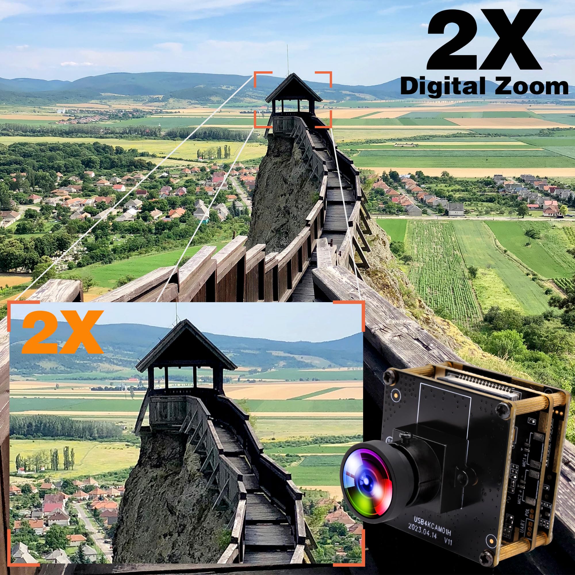 4K USB Camera with IMX415 Sensor - 120° Wide Angle Lens, No Distortion, H.265 Support - Compatible with Windows, Linux, Android, Mac OS - Perfect for Video Conferencing, Live Streaming & Online Classes