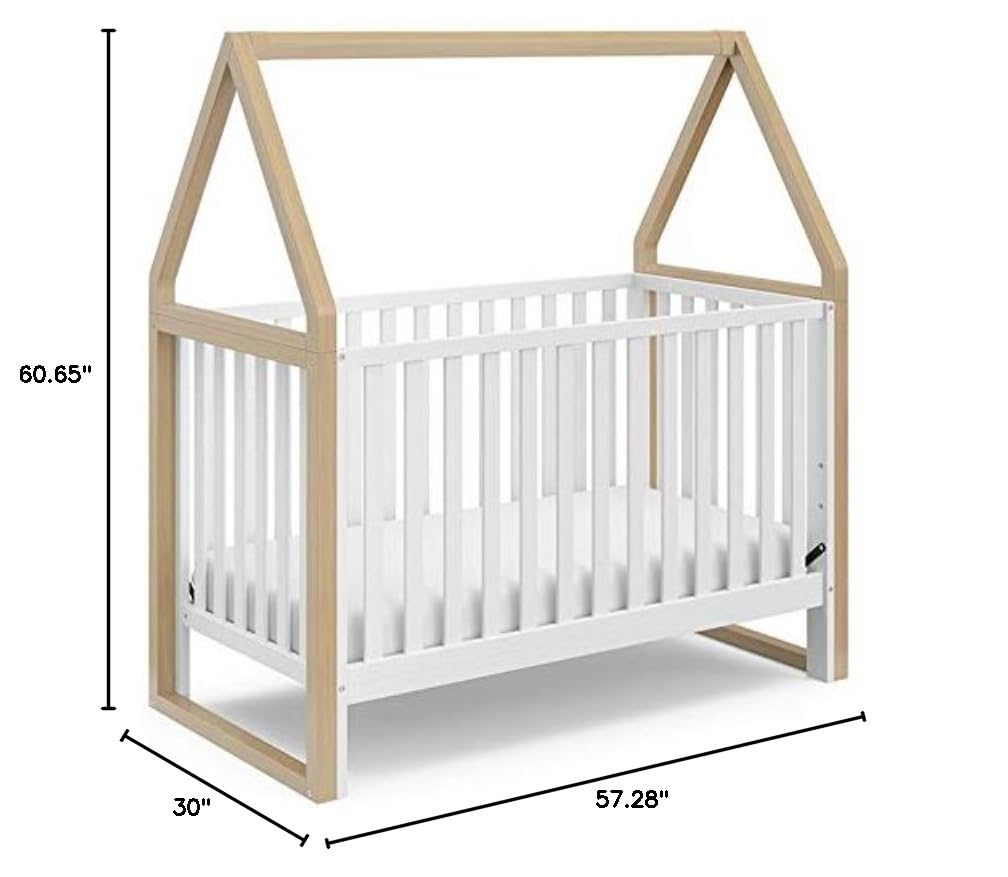 Storkcraft Orchard 5-in-1 Convertible Crib (White with Driftwood) – GREENGUARD Gold Certified Baby Crib | Converts to Toddler Bed, Daybed & Full Bed | Safe Nursery Furniture for Newborns & Toddlers | Perfect for Modern Nurseries & Small Bedrooms