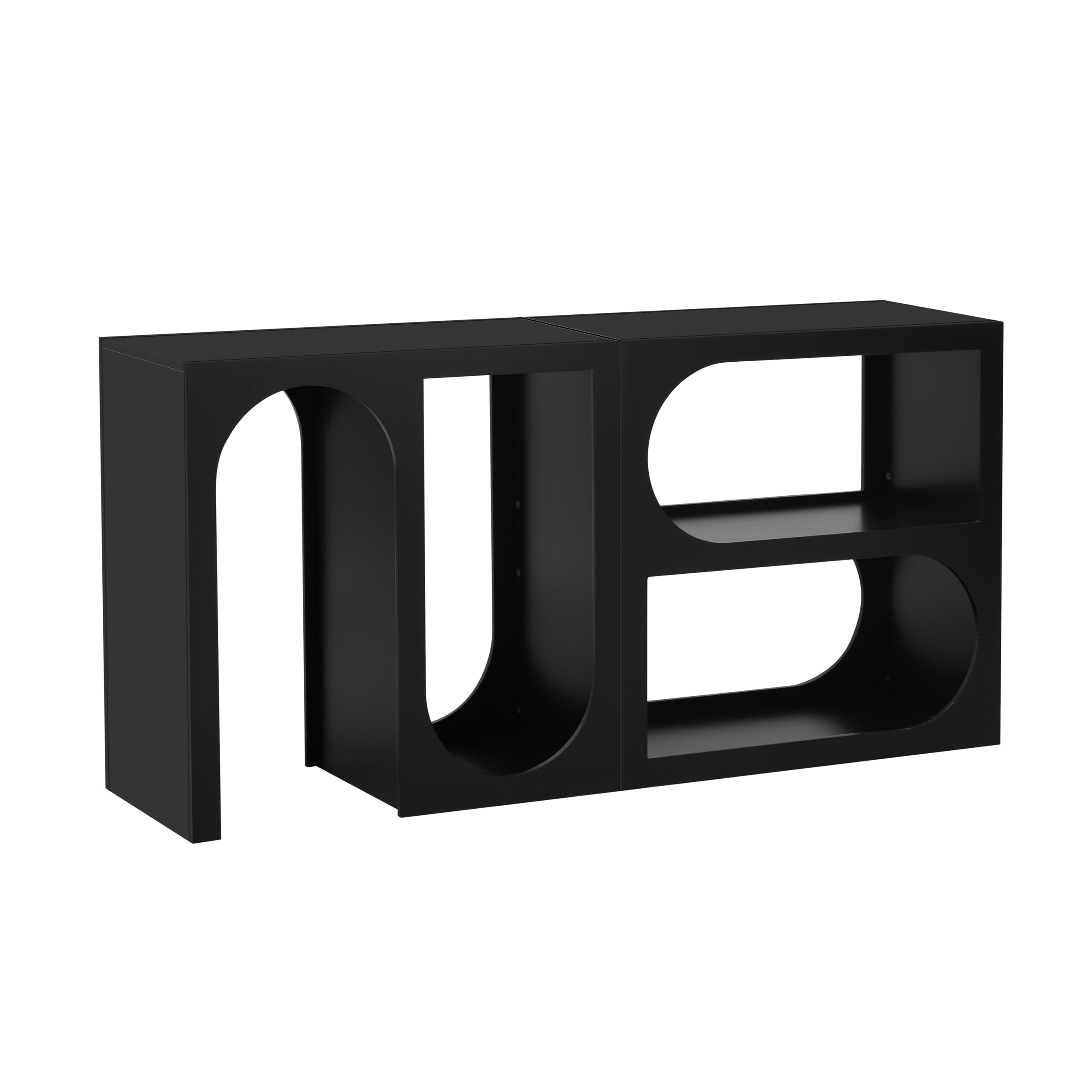 Modern Entryway Console Table with Open Storage Shelves - Free-Combination Hallway Foyer Sofa Table for Living Room, Bedroom & Office (Black) - Perfect for Small Spaces & Home Decor