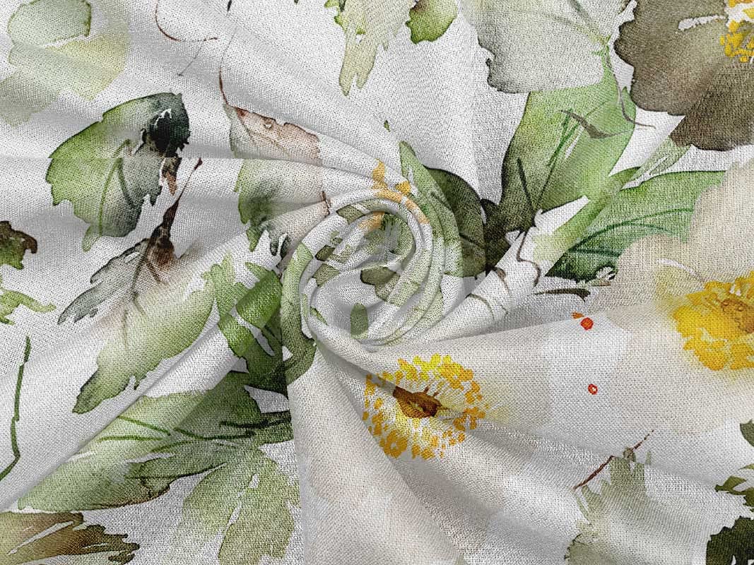 oneOone Rayon Yellow Floral Printed Fabric by The Yard - 56 Inch Wide for DIY Clothing, Dresses, Skirts & Home Decor Sewing Projects | Soft & Breathable Material