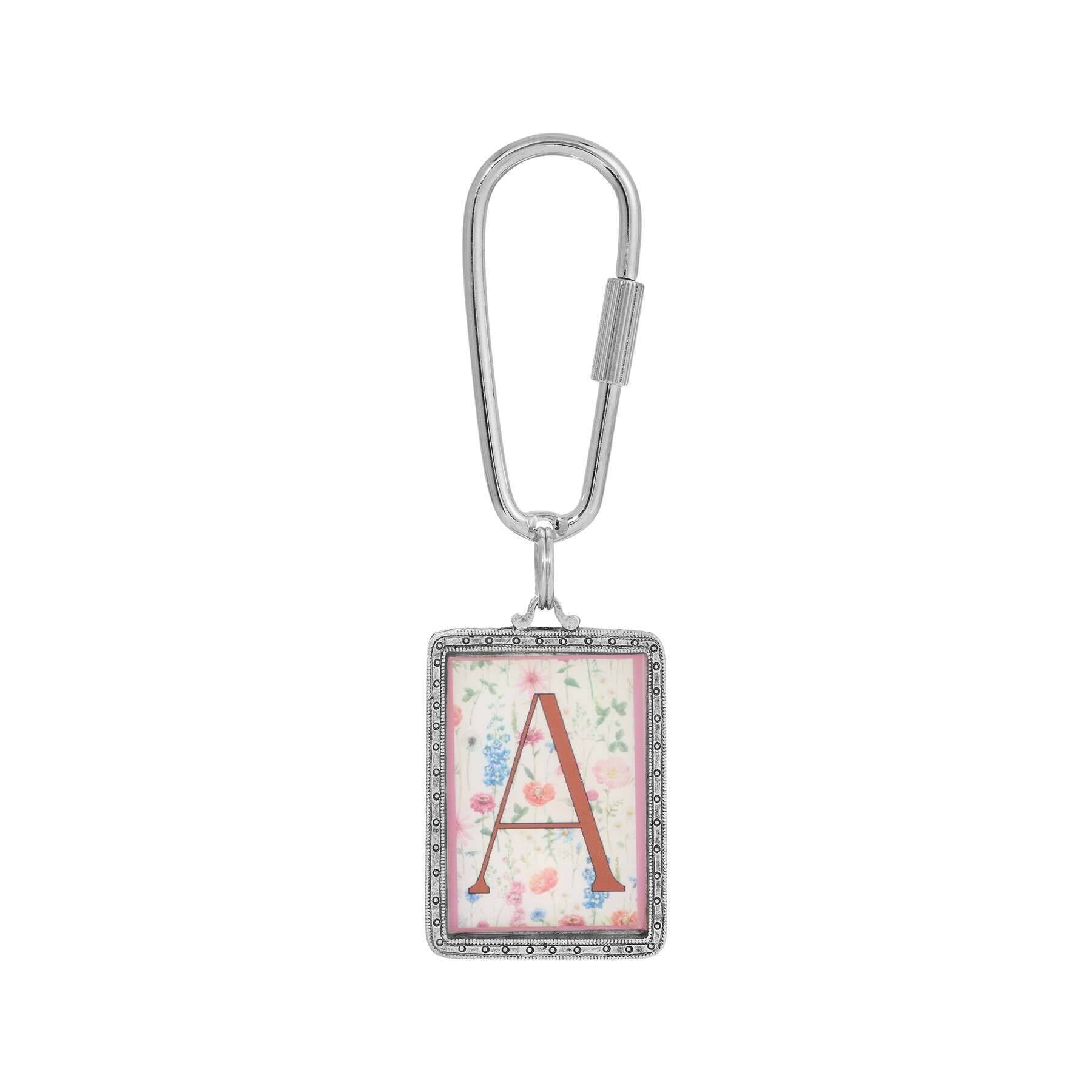 1928 Personalized Pink Floral Initial Carabiner Keychain - Custom Monogram Key Ring for Women, Gifts, Backpacks & Travel Accessories | Ideal for Everyday Use, Gifts & Key Organization