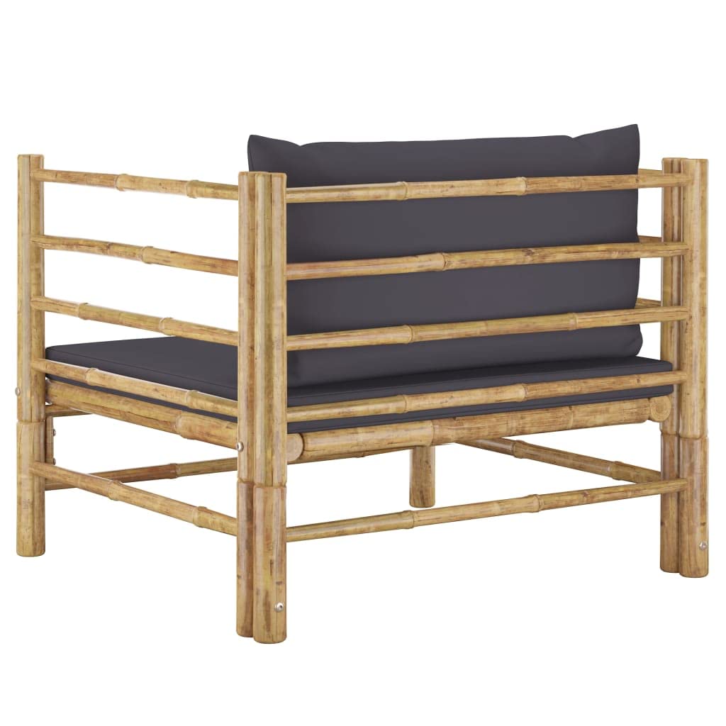 vidaXL Outdoor Bamboo Patio Sofa Set with Dark Gray Cushions - Lightweight Modular Garden Furniture for Terrace, Deck & Backyard | Perfect for Lounging, Entertaining & Relaxing in Your Outdoor Space