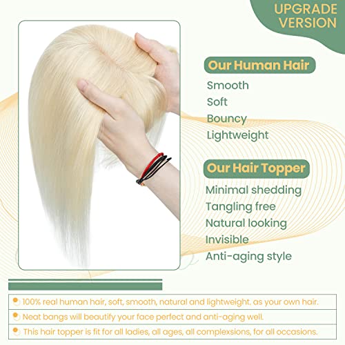 Clip in Human Hair Topper with Silk Base - Natural Looking Hairpiece for Thinning Hair - Perfect for Daily Wear, Special Occasions & Styling