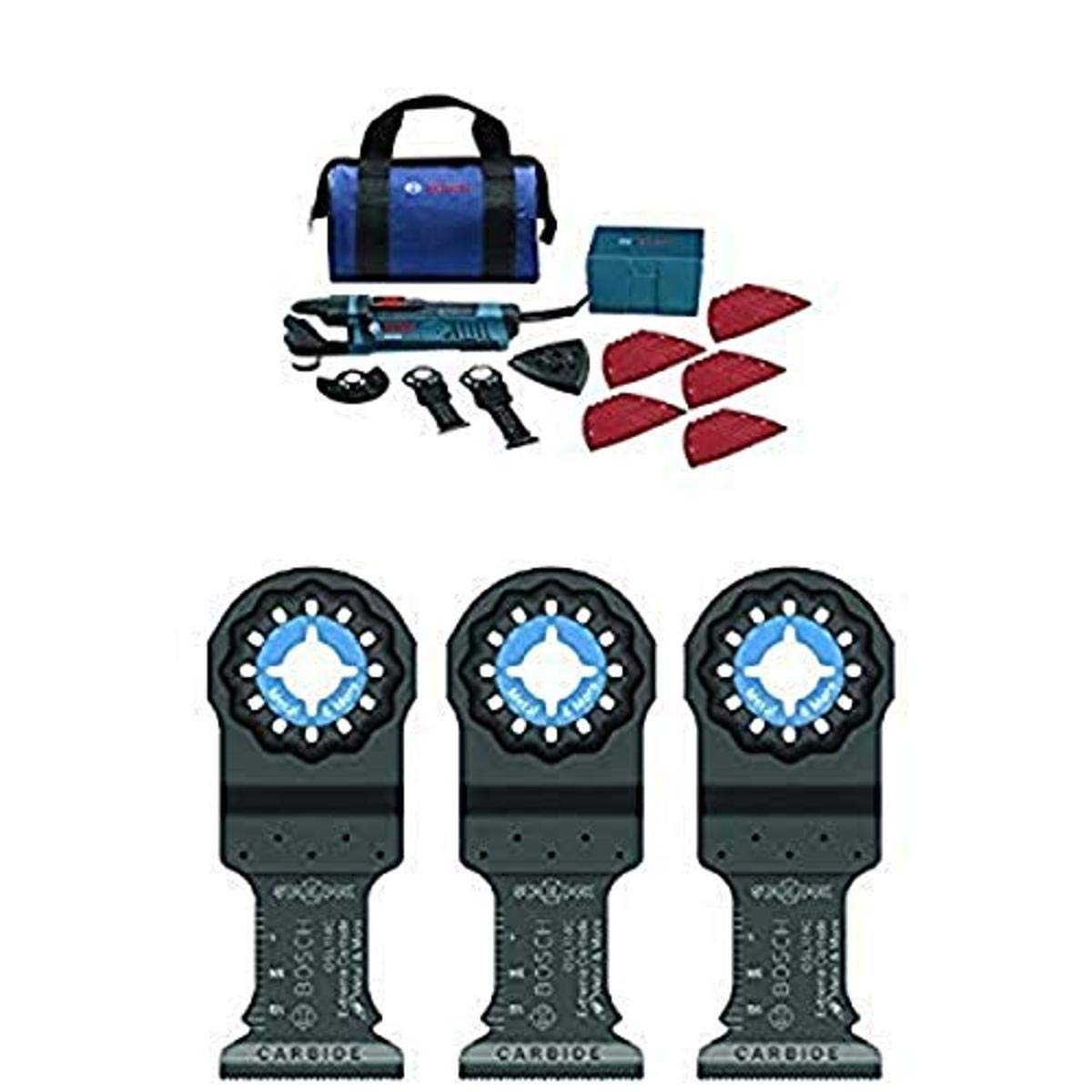 BOSCH StarlockPlus Oscillating Multi-Tool Kit with Snap-In Blade Attachment & Carbide Plunge Cut Blade - Perfect for Woodworking, Flooring, and DIY Home Renovation Projects