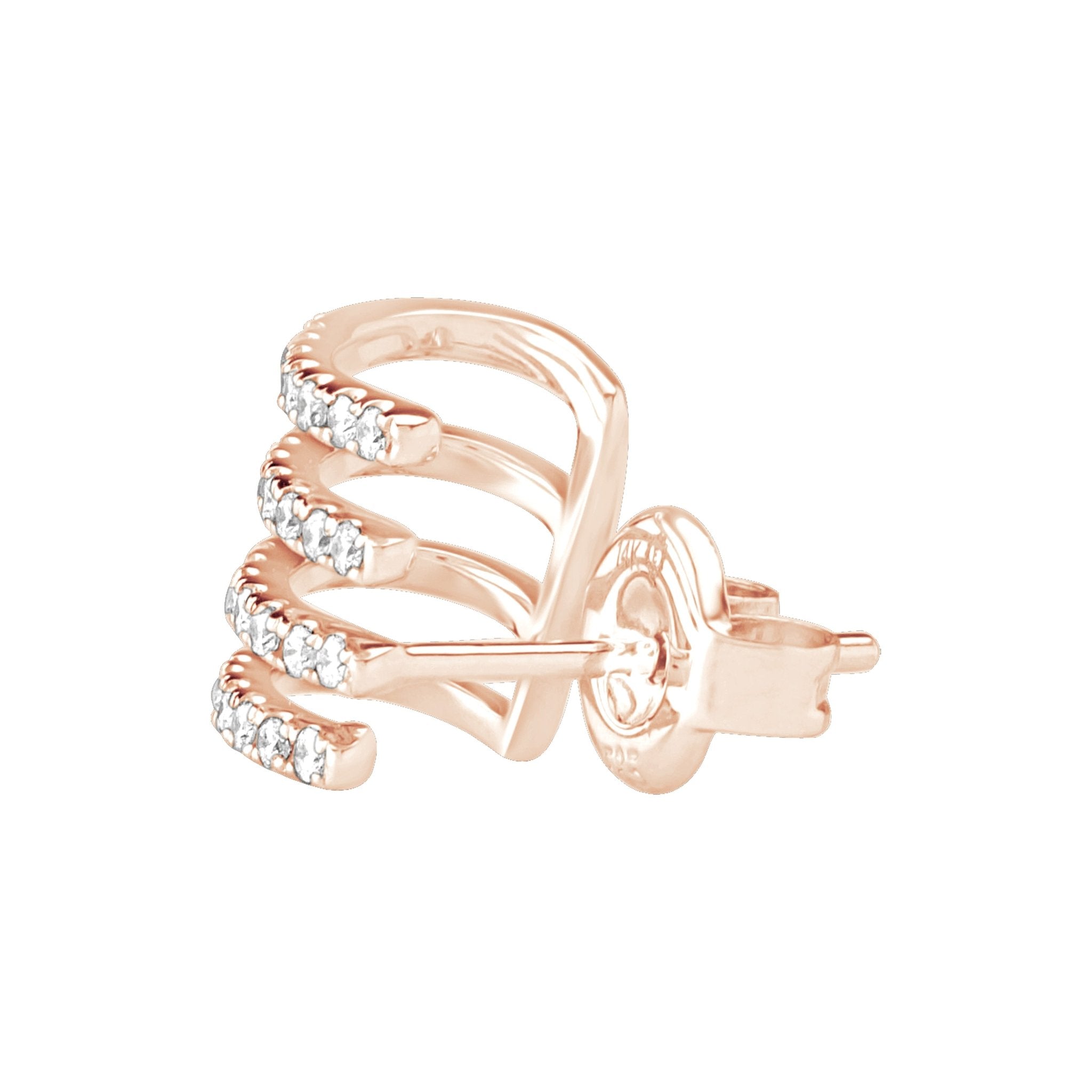 14K Yellow Gold Diamond Multi Huggie Illusion Stud Earrings for Women - Perfect for Everyday Wear, Parties & Special Occasions