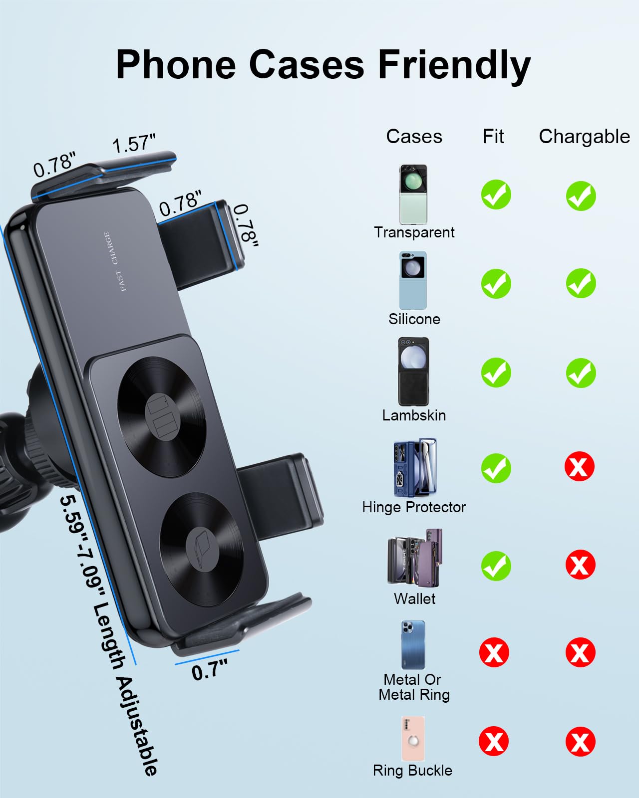Wireless Car Charger for Samsung Z Fold 5/4/3/2 & Z Flip 5/4, iPhone 15/14/13, Google Pixel 8 Pro - Auto Clamping & Rotating Sensors, 7.5W-15W Fast Charging - Perfect for Commuting, Road Trips & Hands-Free Driving
