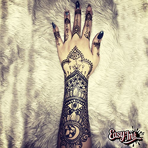 Organic Jagua Fruit Temporary Tattoo Ink - Natural, Long Lasting & Chemical Free (0.5oz/14ml) | Dark Blue & Black Vegan Body Art Gel for DIY Henna, Mehndi & Festival Tattoos | Safe for Sensitive Skin | Perfect for Parties, Weddings & Halloween Costumes