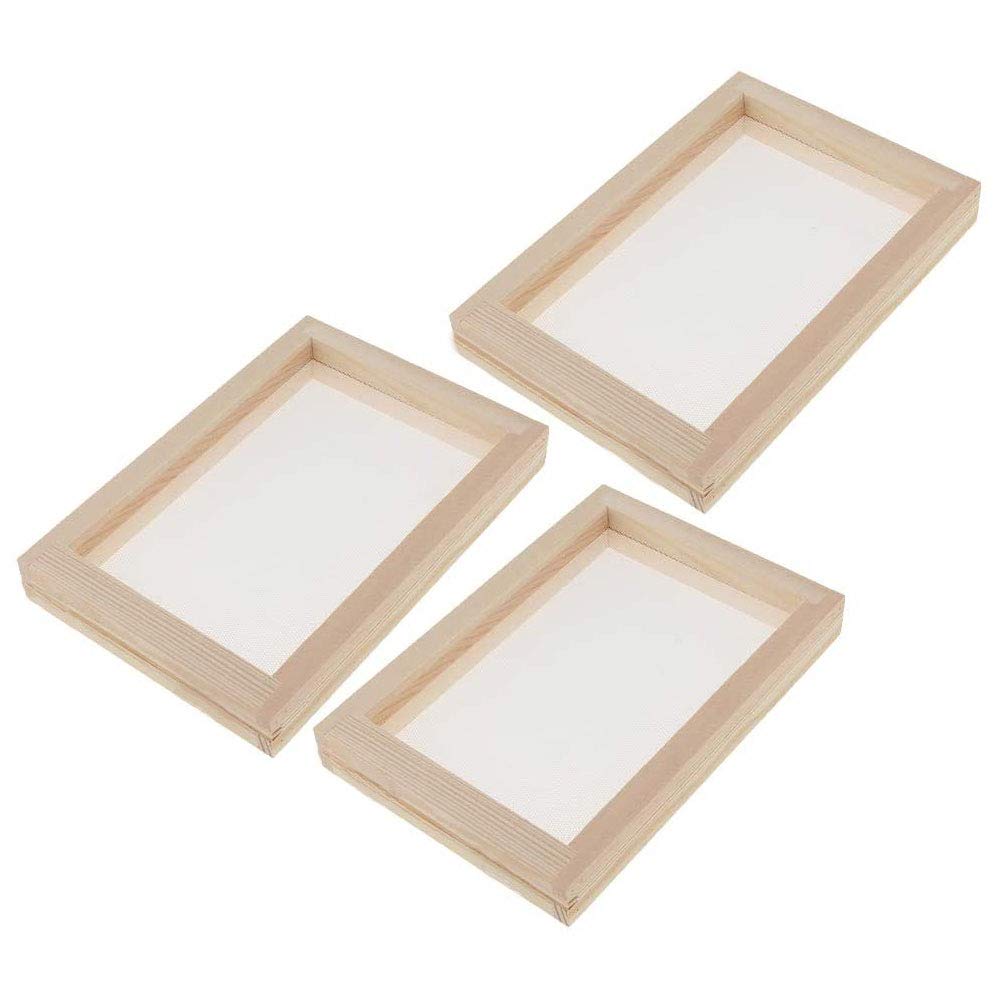 3Pcs Wooden Paper Making Mould Frame Kit with Screen Mesh - DIY Handmade Paper Craft Tool for Scrapbooking, Card Making & Art Projects