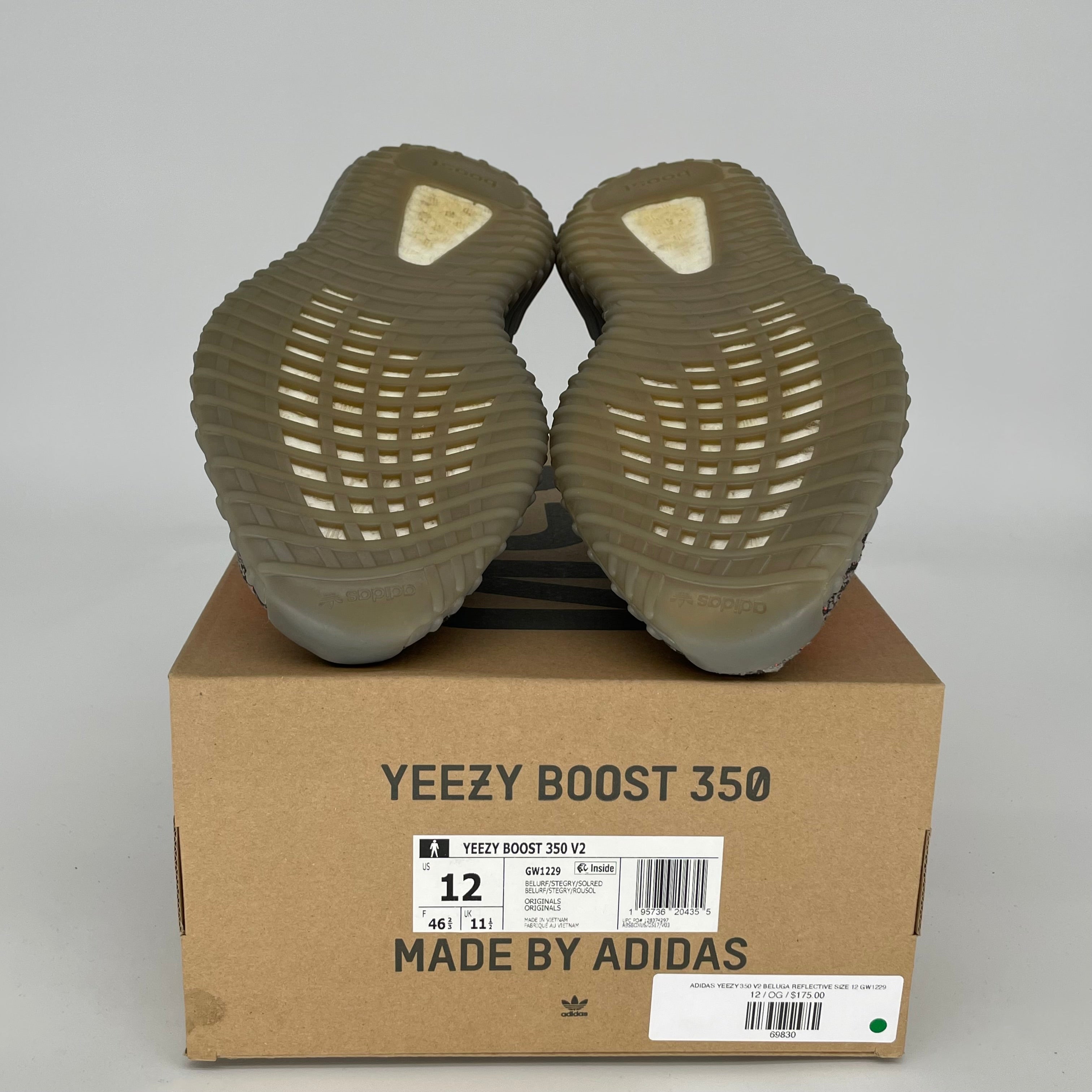 Adidas Yeezy Boost 350 V2 Beluga Reflective Sneakers - Men's Size 12 (GW1229) | Limited Edition Running Shoes for Streetwear & Gym Workouts
