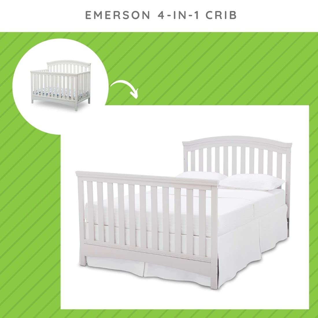 Delta Children Full-Size Conversion Kit Bed Rails #0050 - Solid Wood Toddler & Adult Bed Safety Rail for Convertible Cribs - White Nursery Furniture for Baby & Kids Bedroom (Fits Full-Size Beds, Perfect for Daytime Naps & Overnight Safety)