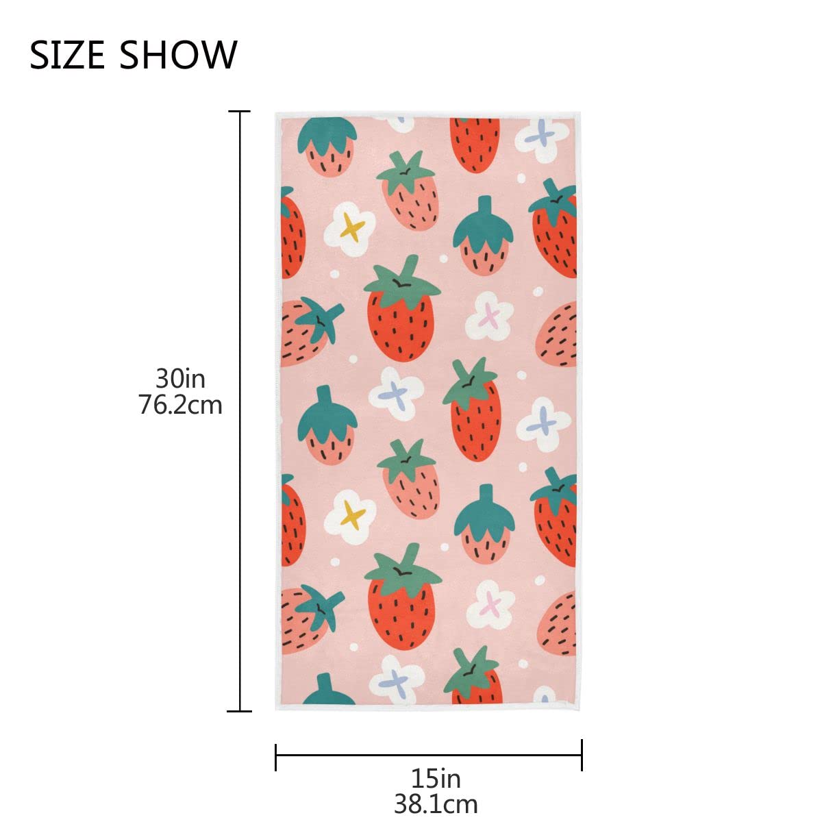 **Wamika Pink Strawberry Hand & Bath Towel Set - Super Absorbent 2-Piece for Shower, Kitchen, Gym & Bathroom - Soft & Quick-Drying with Cute Fruit & Flower Design**
