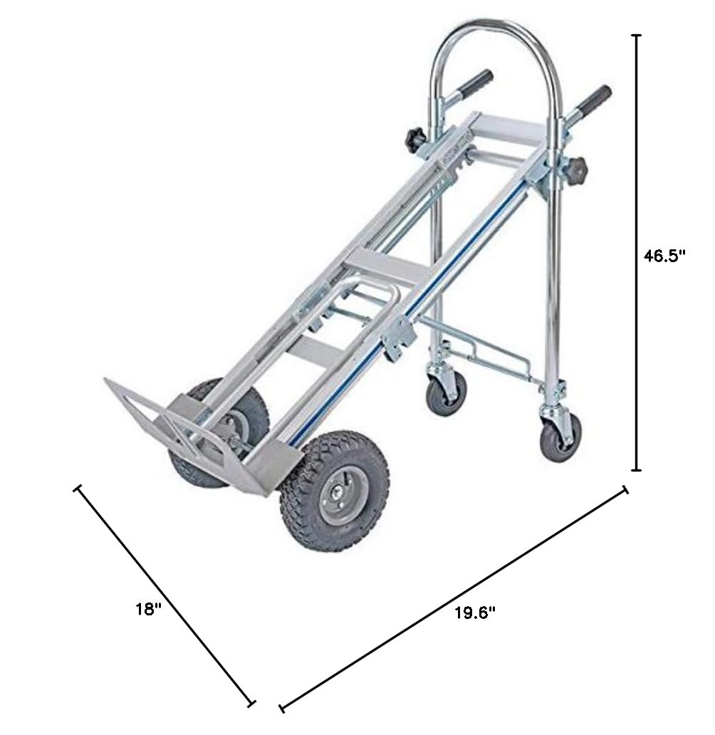 Heavy Duty 770lb Ergonomic Aluminum Hand Truck - Folding 3-in-1 Luggage Cart for Travel, Moving & Office Use | Portable Dolly for Suitcases, Packages & Home Storage Organization
