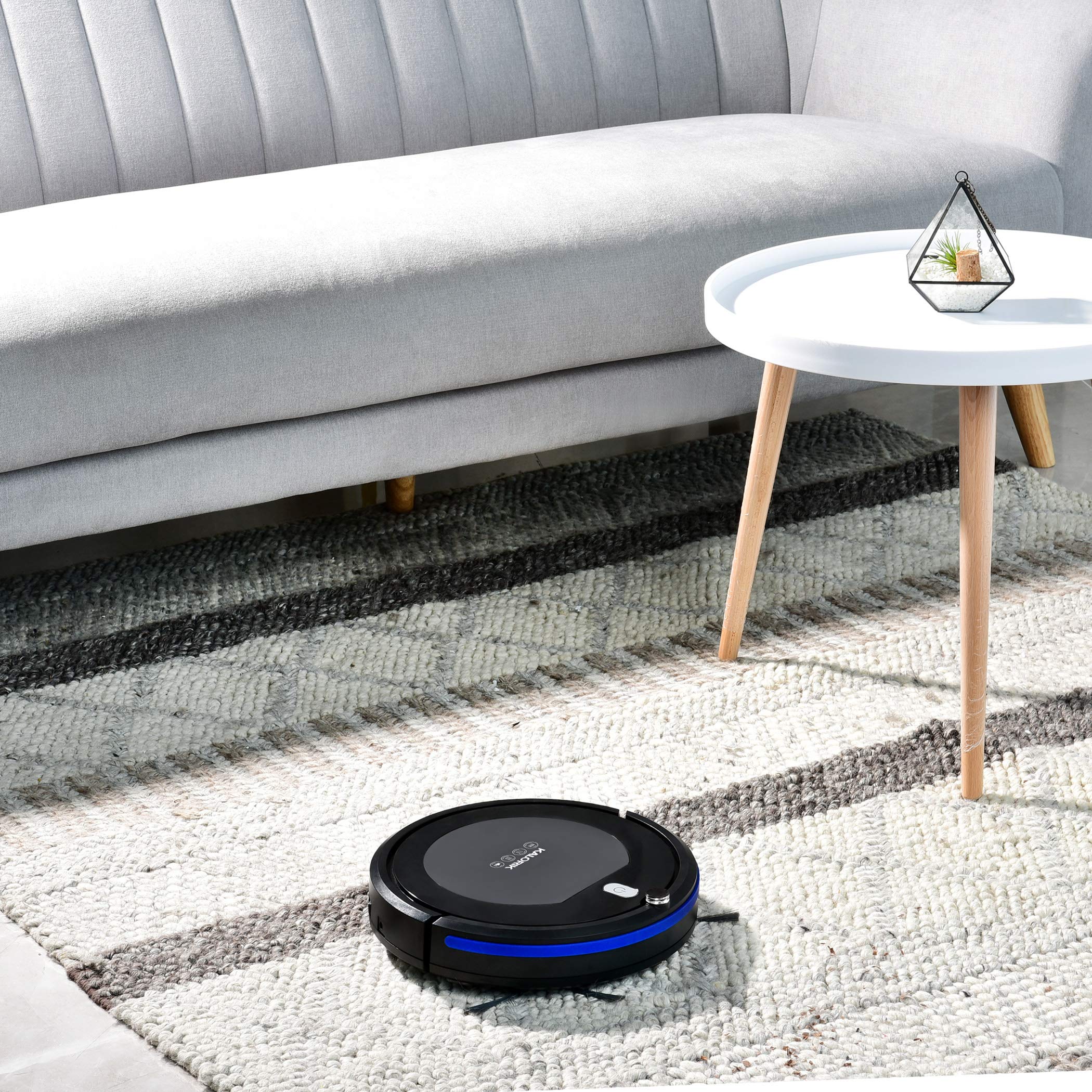 Kalorik® Home Ionic Pure Air Rechargeable Robot Vacuum Cleaner - 4 Smart Cleaning Modes, Black/Gray - Perfect for Hardwood Floors, Carpets & Pet Hair Removal