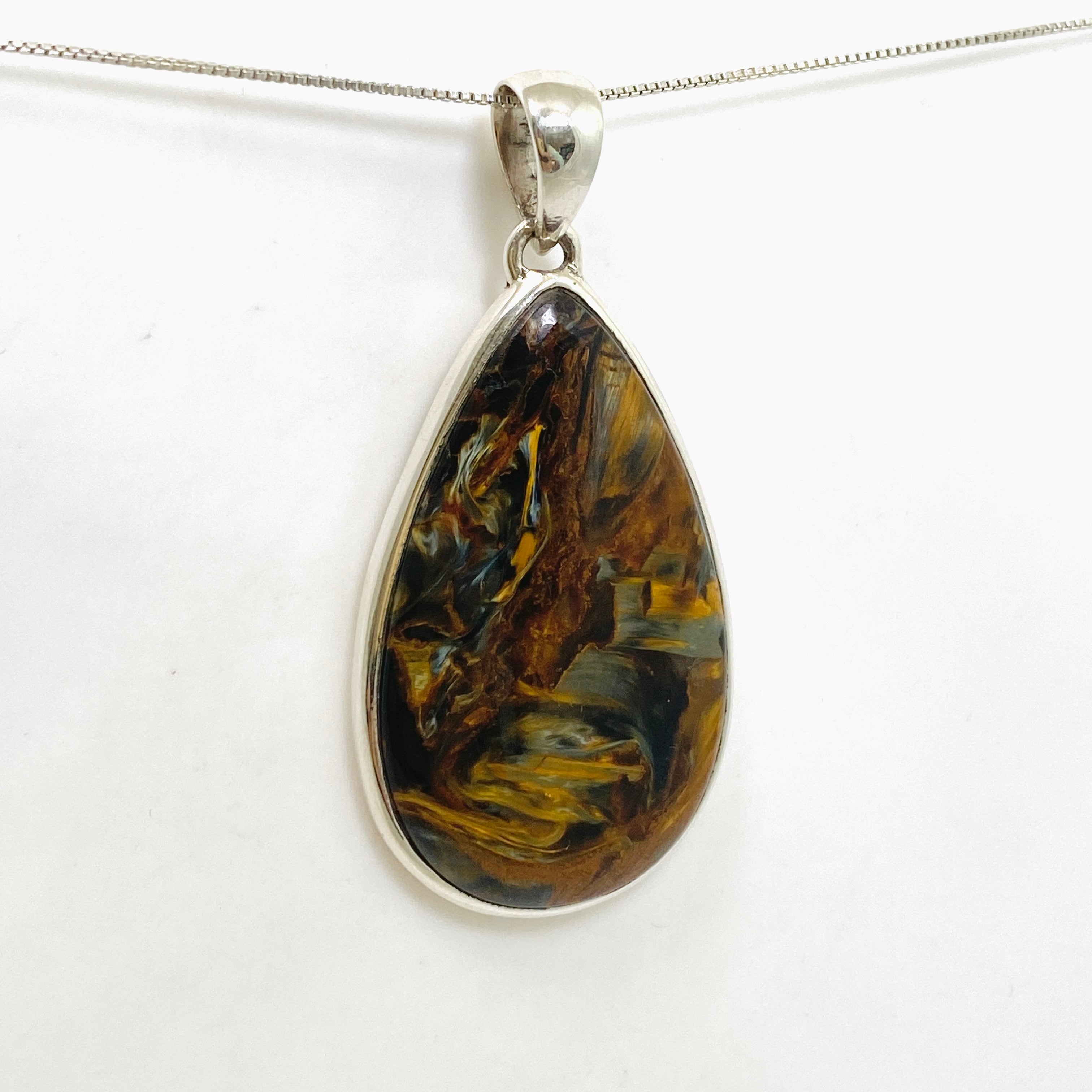 Natural Pietersite Teardrop Cabochon Pendant - PPGJ1064 | Handmade Gemstone Jewelry for Women | Perfect for Boho Fashion & Spiritual Healing