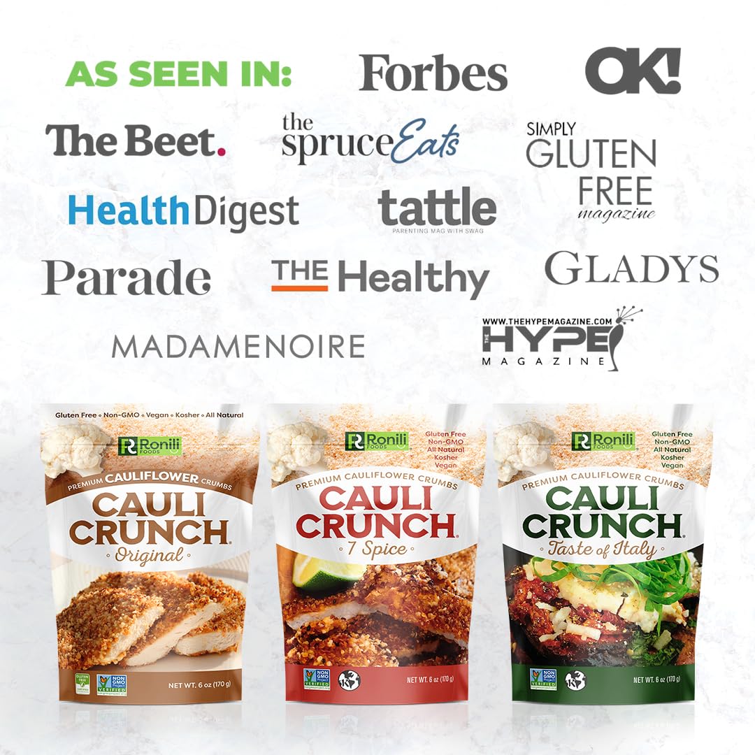 Cauli Crunch Original Gluten Free Cauliflower Bread Crumbs – Vegan, Kosher, Non-GMO Certified, All Natural Bread-Free Alternative (3-Pack) | Perfect for Keto, Paleo & Low-Carb Diets, Great for Breading Chicken, Fish & Veggies