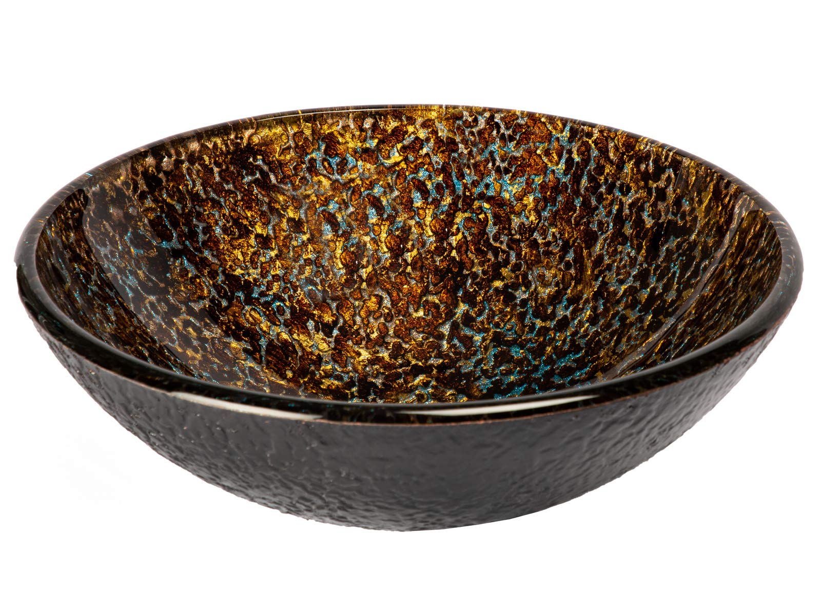 Electric Leopard Textured Round Glass Above Counter Vessel Sink - Modern Bathroom Vanity Sink for Contemporary Home Decor