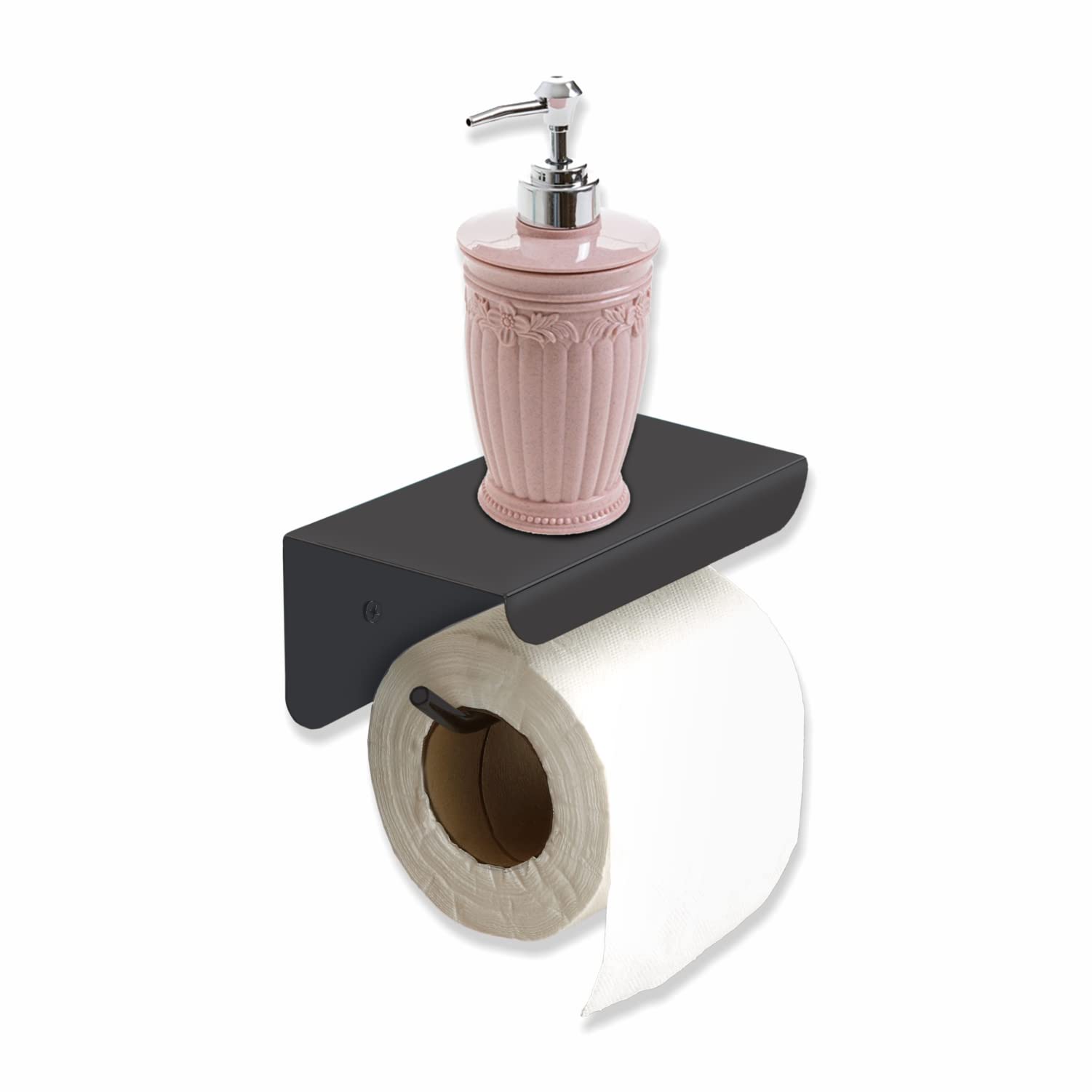 SmartSlide Stainless Steel Toilet Paper Holder with Shelf - Wall Mounted Bathroom Tissue Roll Holder with Phone Stand | Space-Saving Organizer for Small Bathrooms, Powder Rooms & RVs
