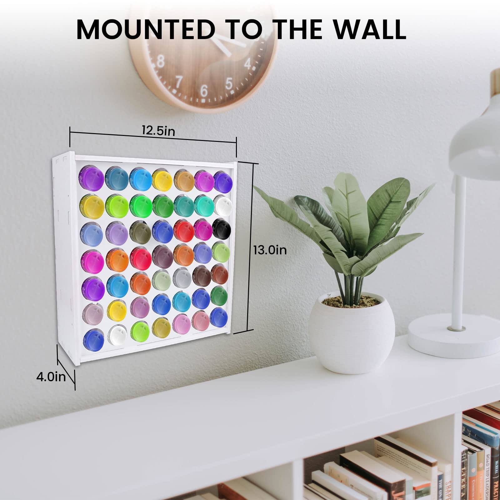 Wall-Mounted Craft Paint Storage Rack with 49 Holes - Organizer for 2oz Miniature Paint Sets like Apple Barrel & Folkart - Perfect for Artists, Hobbyists & DIY Craft Projects