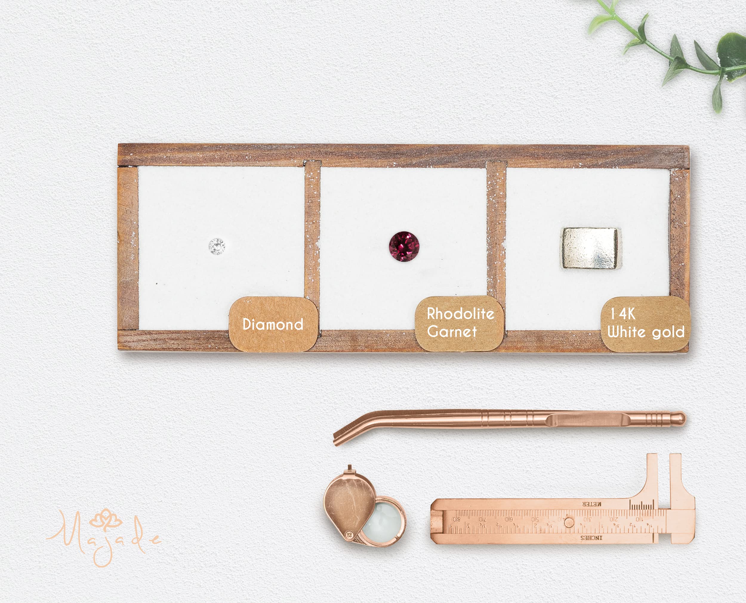 Rhodolite Garnet Diamond Necklace Pendant - Dainty Layering Chain Necklace - January Birthstone Jewelry - Minimalist Small Gold Necklace for Women - Perfect for Everyday Wear, Gift Giving & Special Occasions