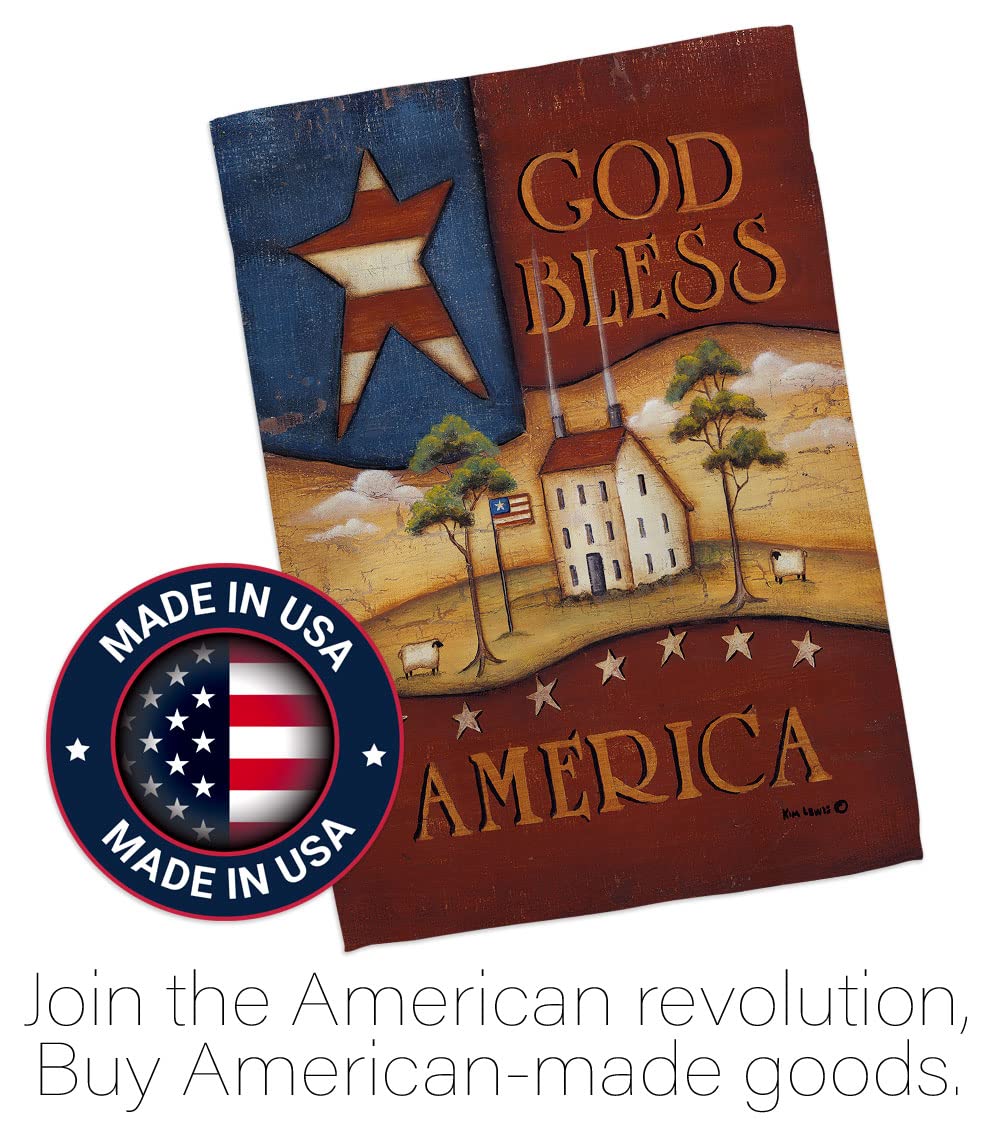 God Bless America Patriotic House Flag Set 28x40 with Pole - Outdoor Decor