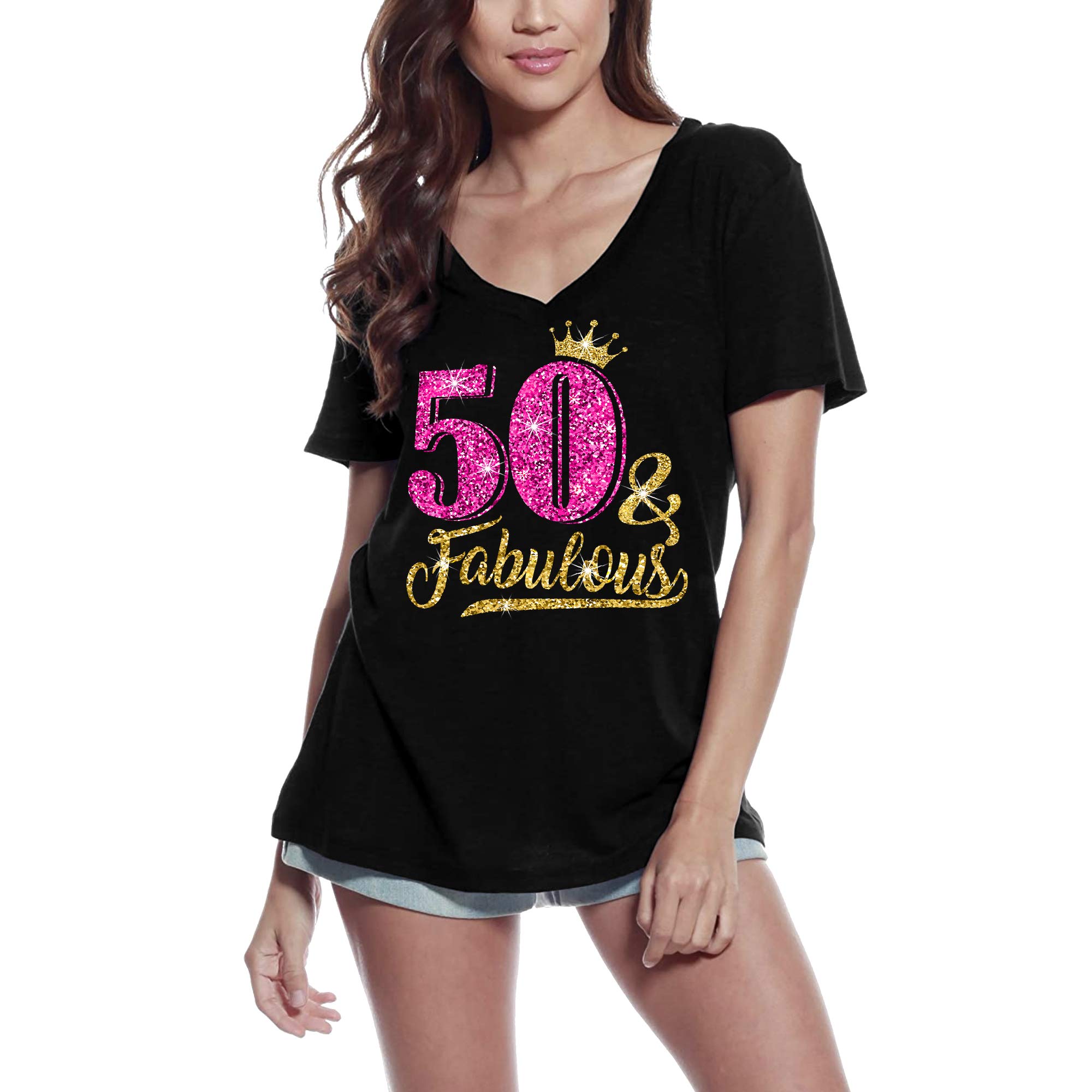 Ultrabasic Women's 50 and Fabulous Birthday T-Shirt - Funny 50th Birthday Gift Idea for Women - Perfect for Birthday Parties & Celebrations