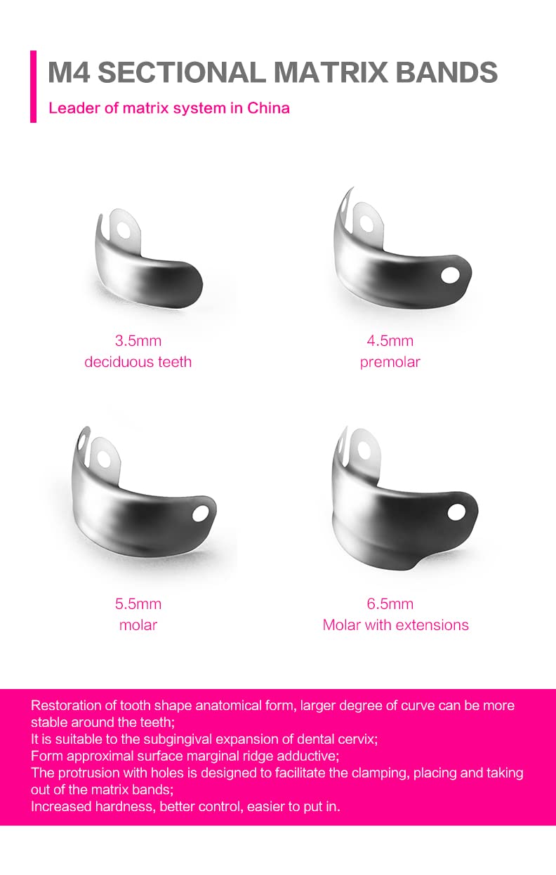 Dental Sectional Matrix System Set - 50Pcs 5.5mm M4 Contoured Matrices with Clip Rings, Bands, Wedges & Knife for Professional Dental Restorations | Perfect for Composite Fillings, Crowns & Bridge Work