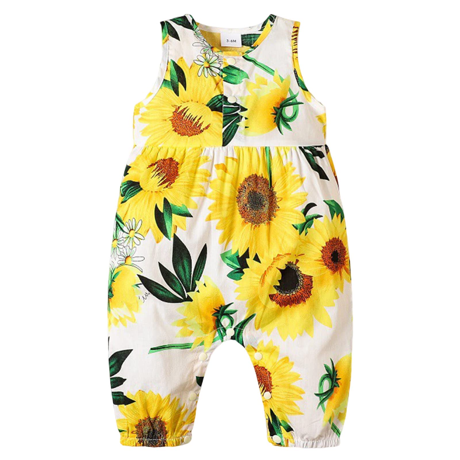 EnJoCho 0-24 Months Baby Girls' Sleeveless Floral Romper Jumpsuit - Soft Summer Outfit for Toddler Girls | Perfect for Playdates, Beach Trips & Family Photos