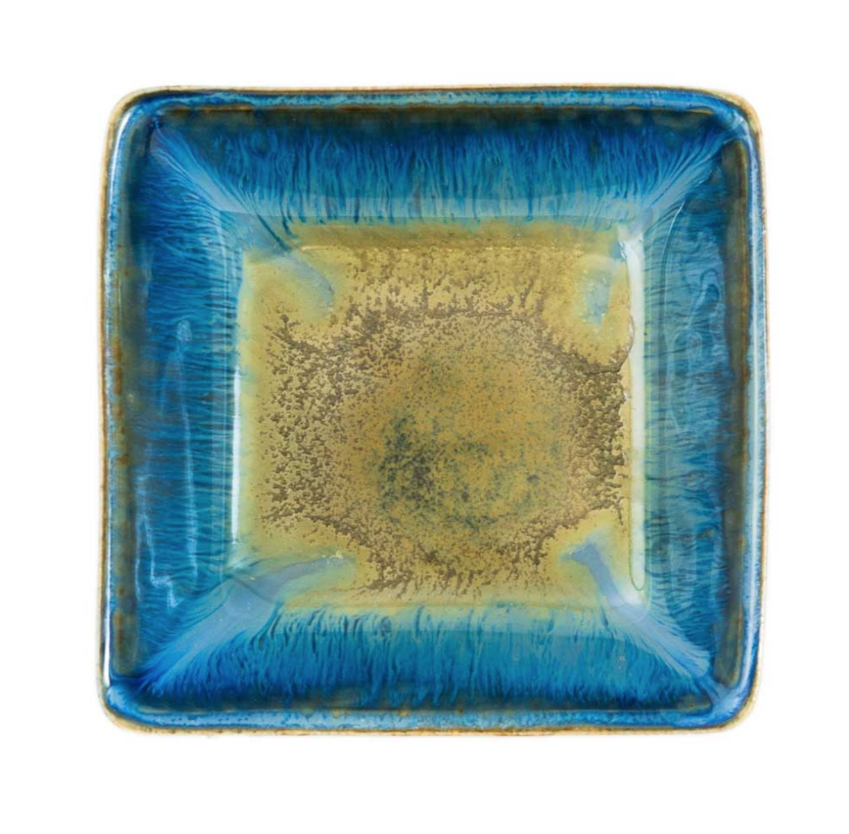 Blanket Creek Pottery Small Square Plate - Amber Blue Handcrafted Ceramic Appetizer Dish for Cheese, Desserts & Home Decor | Perfect for Dinner Parties & Gift Giving
