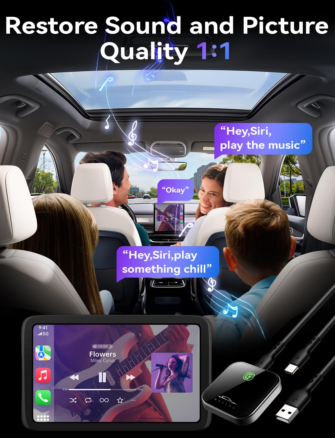 2024 Upgraded Wireless CarPlay Adapter for Apple iPhone - Fast & Stable Plug & Play Dongle Converts Wired to Wireless CarPlay - Compatible with Cars 2017+ & iOS 10+ - Perfect for Commuting, Road Trips & Hands-Free Driving