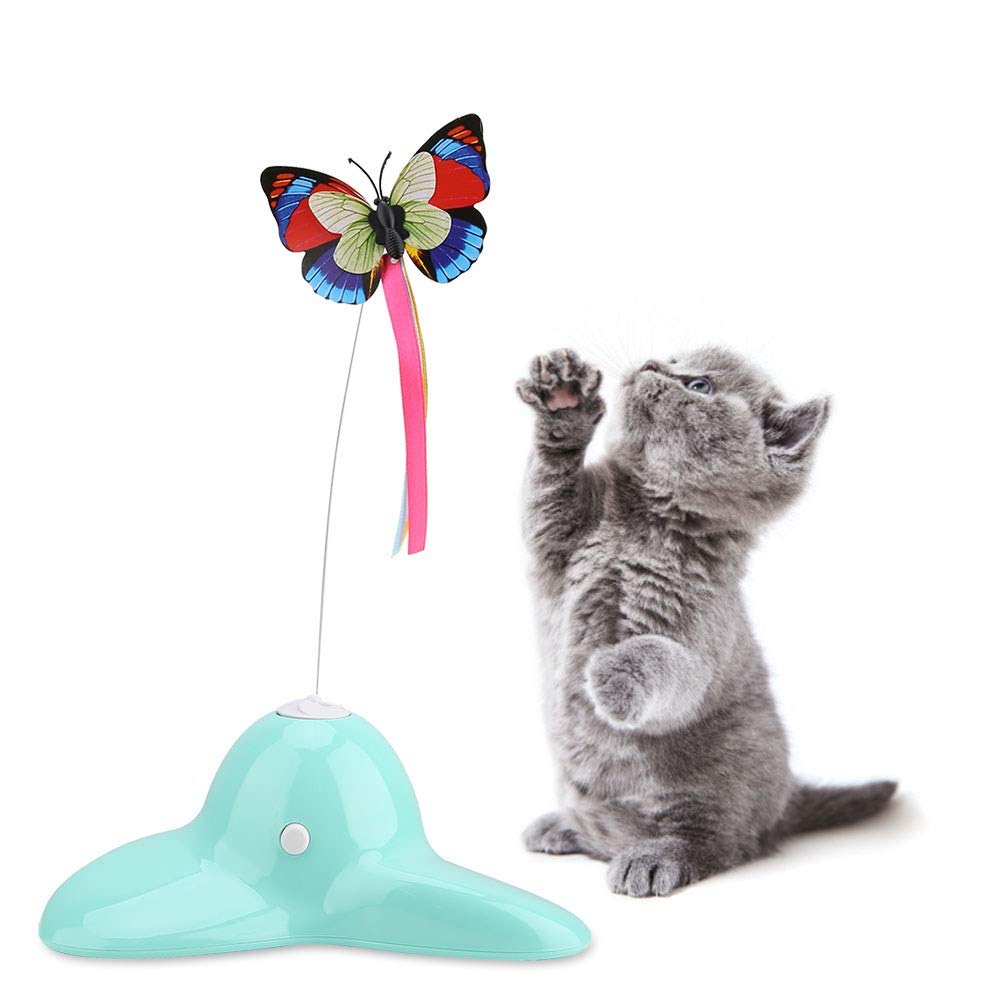 Gojiny Electric Rotating Butterfly Cat Toy - Interactive Luminous Teaser for Cats & Dogs, Green - Perfect for Indoor Play & Exercise