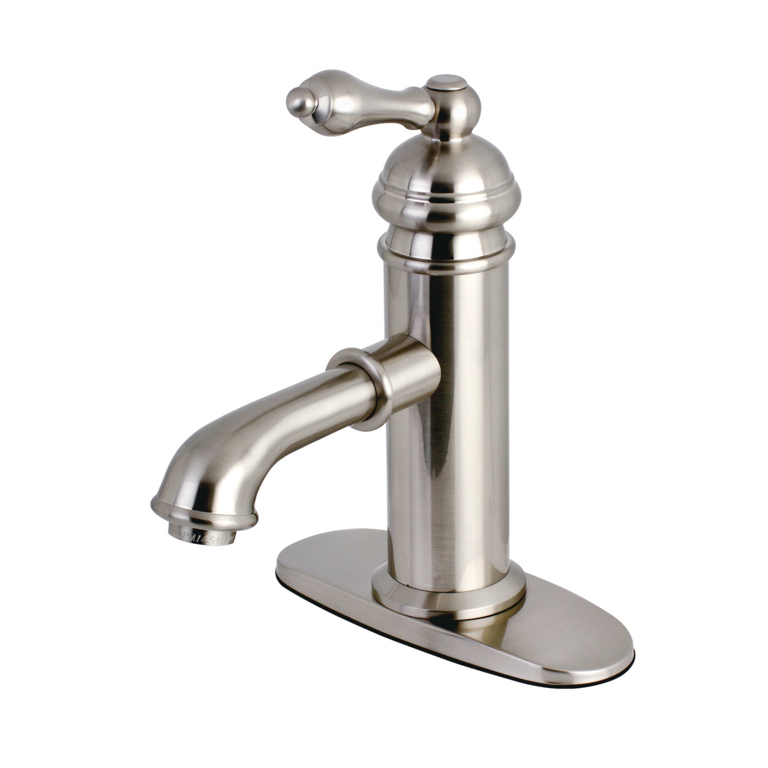 American Classic KS7418ACL Single Handle 1-Hole Bathroom Sink Faucet with Deck Plate & Brass Pop-Up Drain - Brushed Nickel Finish for Modern Vanities and Powder Rooms