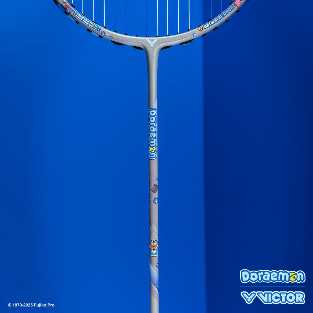 Victor X Doraemon TK DRM H Unstrung Badminton Racket - Carbon Fiber Shaft with Doraemon Design [Charcoal Gray] | Professional Tournament Grade Badminton Equipment for Adults & Advanced Players | Perfect for Competitive Matches & Training Sessions