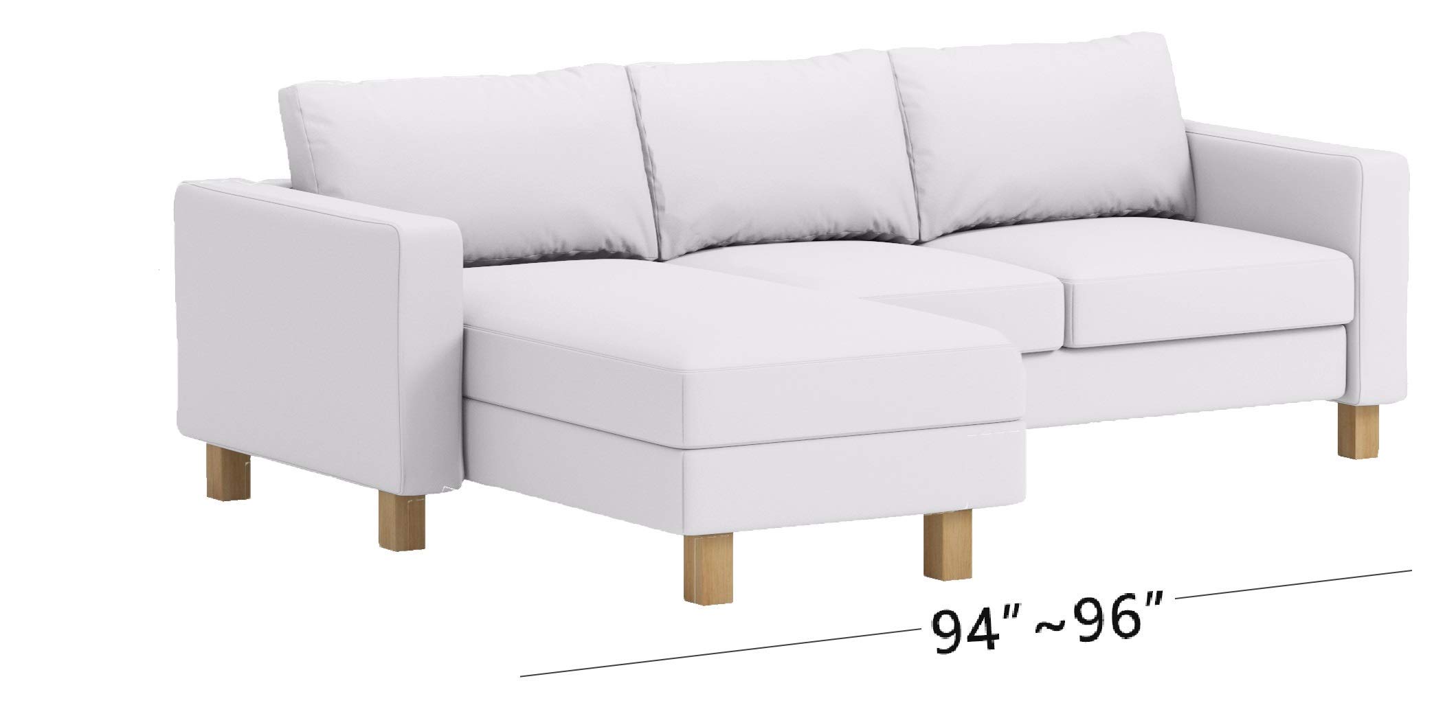 Durable Dense Cotton Karlstad Loveseat Sofa Cover - 2-Seat Sectional Slipcover with Chaise Lounge | Replacement Cover for IKEA Karlstad Sofas | Light Gray | Perfect for Living Room, Bedroom & Home Decor