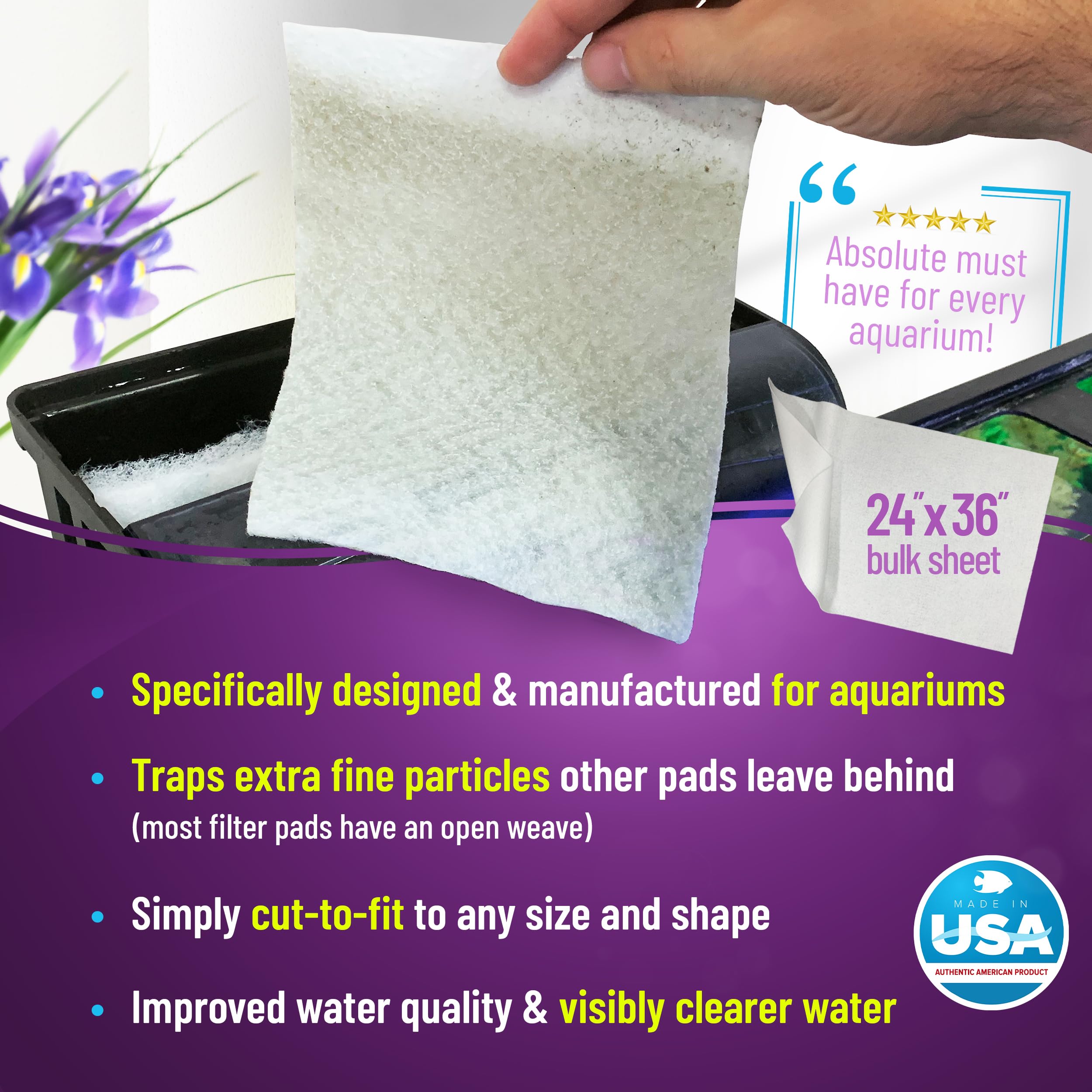 Aquarium Filter Pad 100 Micron, 24