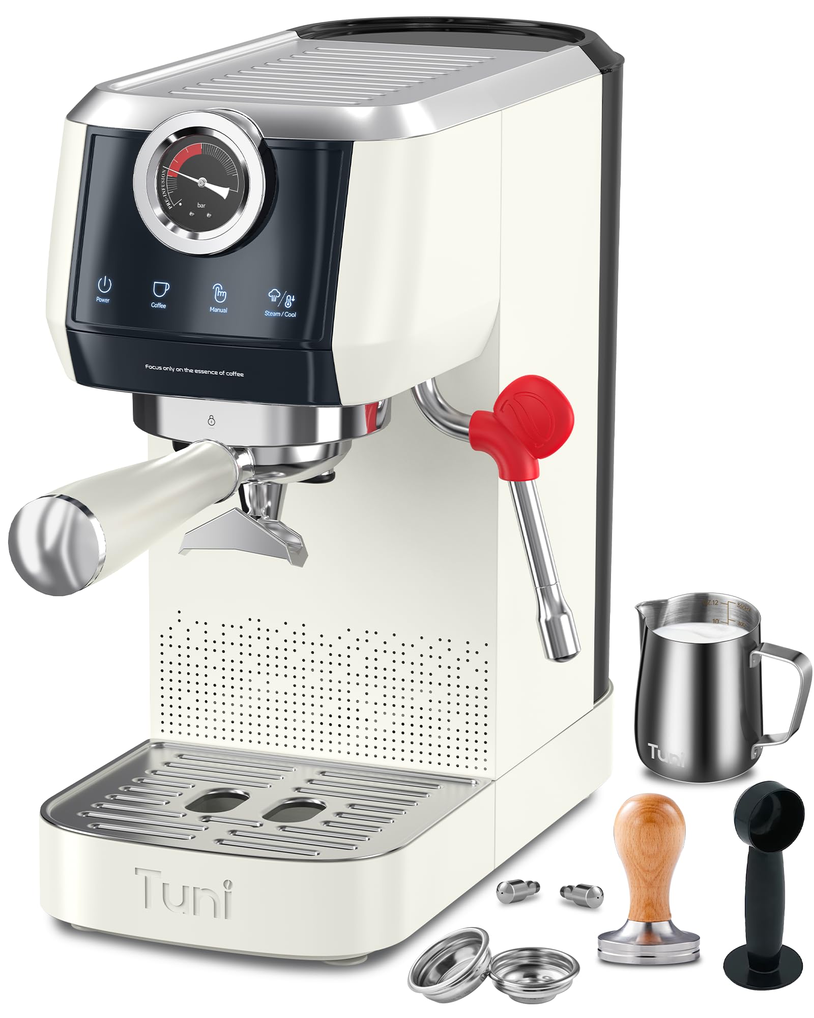 Premium Tuni E2 58mm Espresso Machine with G1 Conical Burr Grinder & Digital Coffee Scale - Professional Barista Kit for Home Brewing, Latte Art & Specialty Coffee Making
