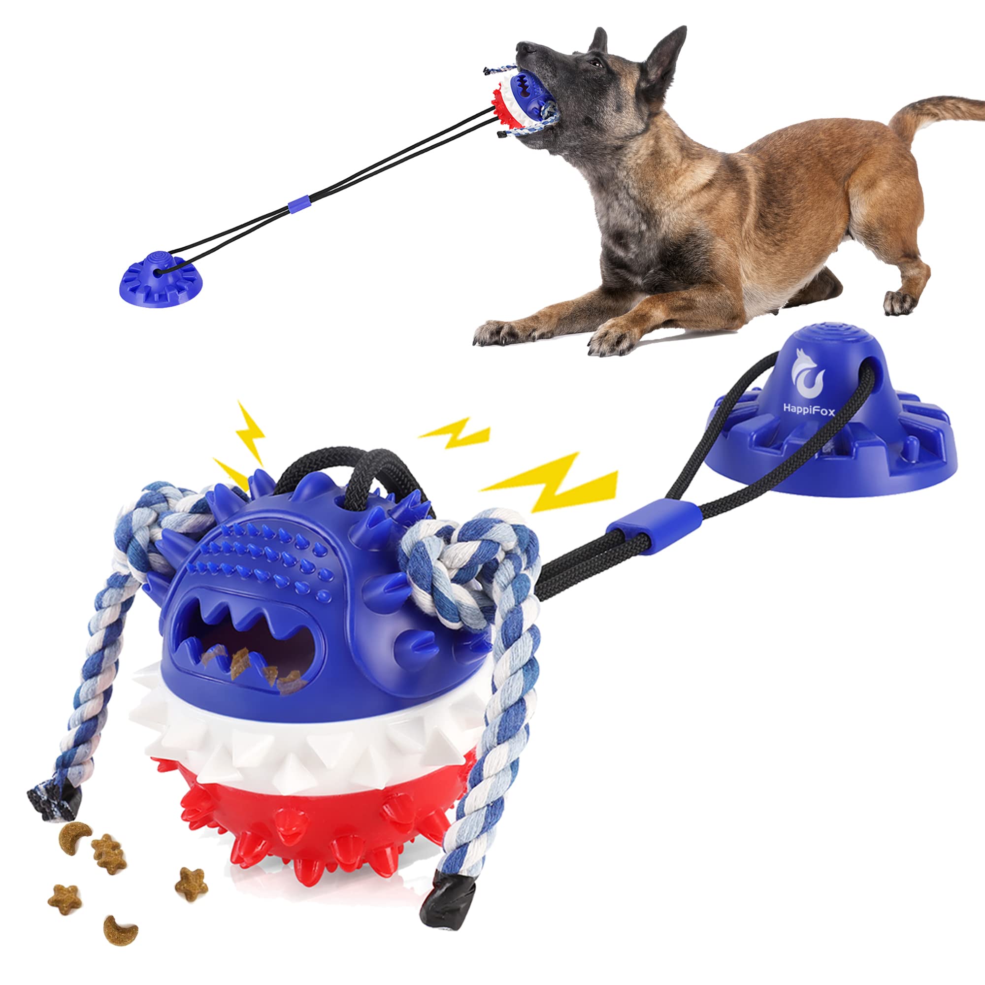 Durable Suction Cup Dog Toys for Aggressive Chewers - Interactive Tug of War & Teething Toys for Large Dogs