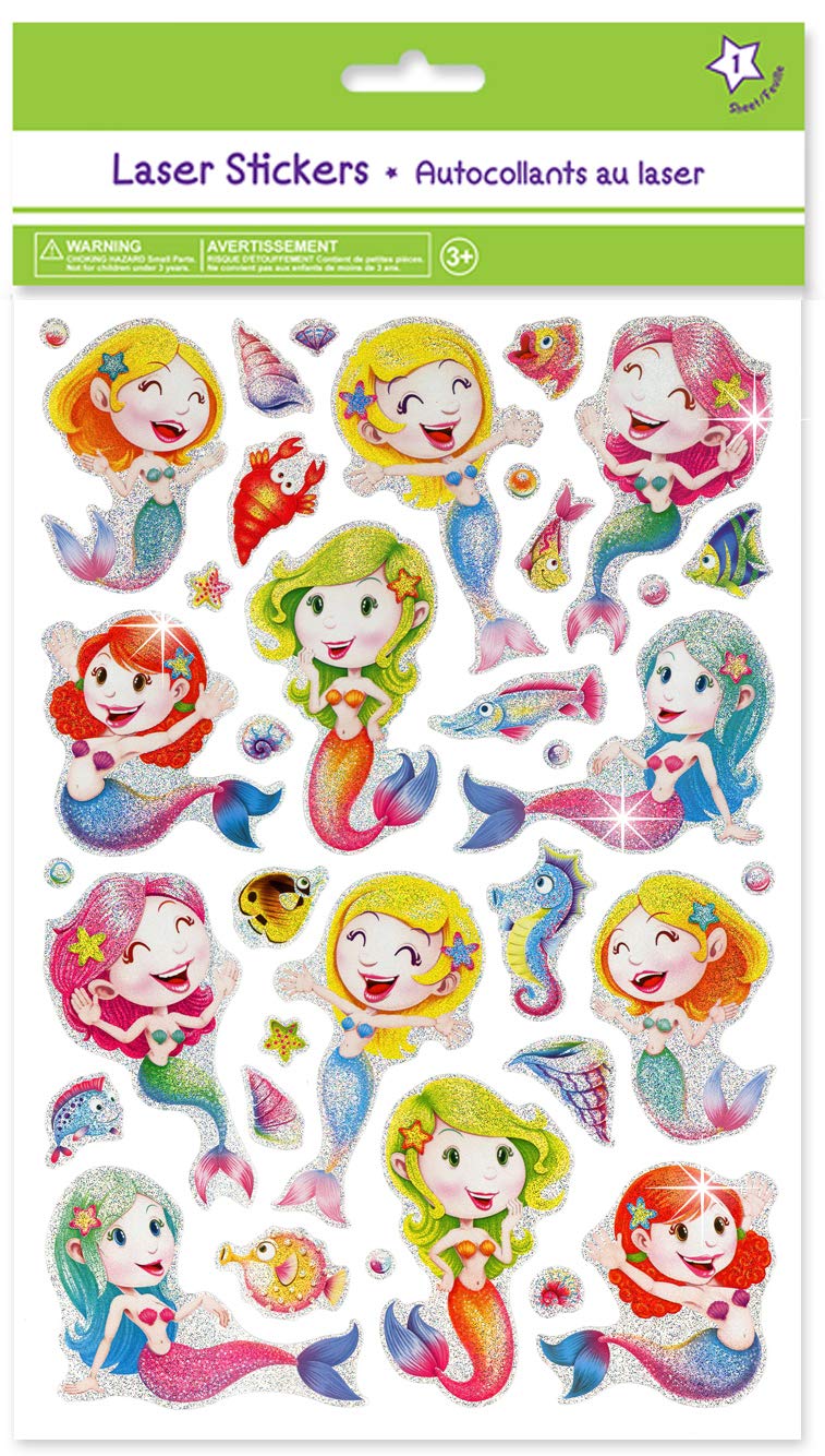 Cute Mermaid Stickers for Girls & Kids - Rainbow Envelope & Scrapbook Stickers for DIY Crafts, School Projects, and Party Decorations