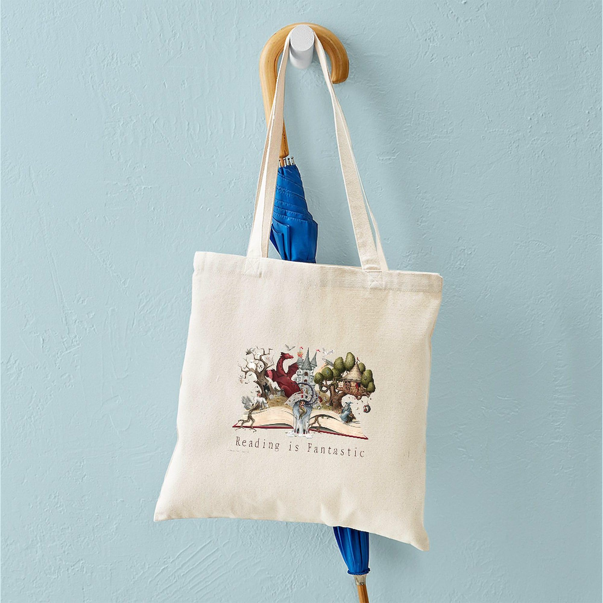Reading Is Fantastic II Natural Canvas Tote Bag - Eco-Friendly Reusable Shopping Bag for Book Lovers, Groceries & Beach Essentials | CafePress